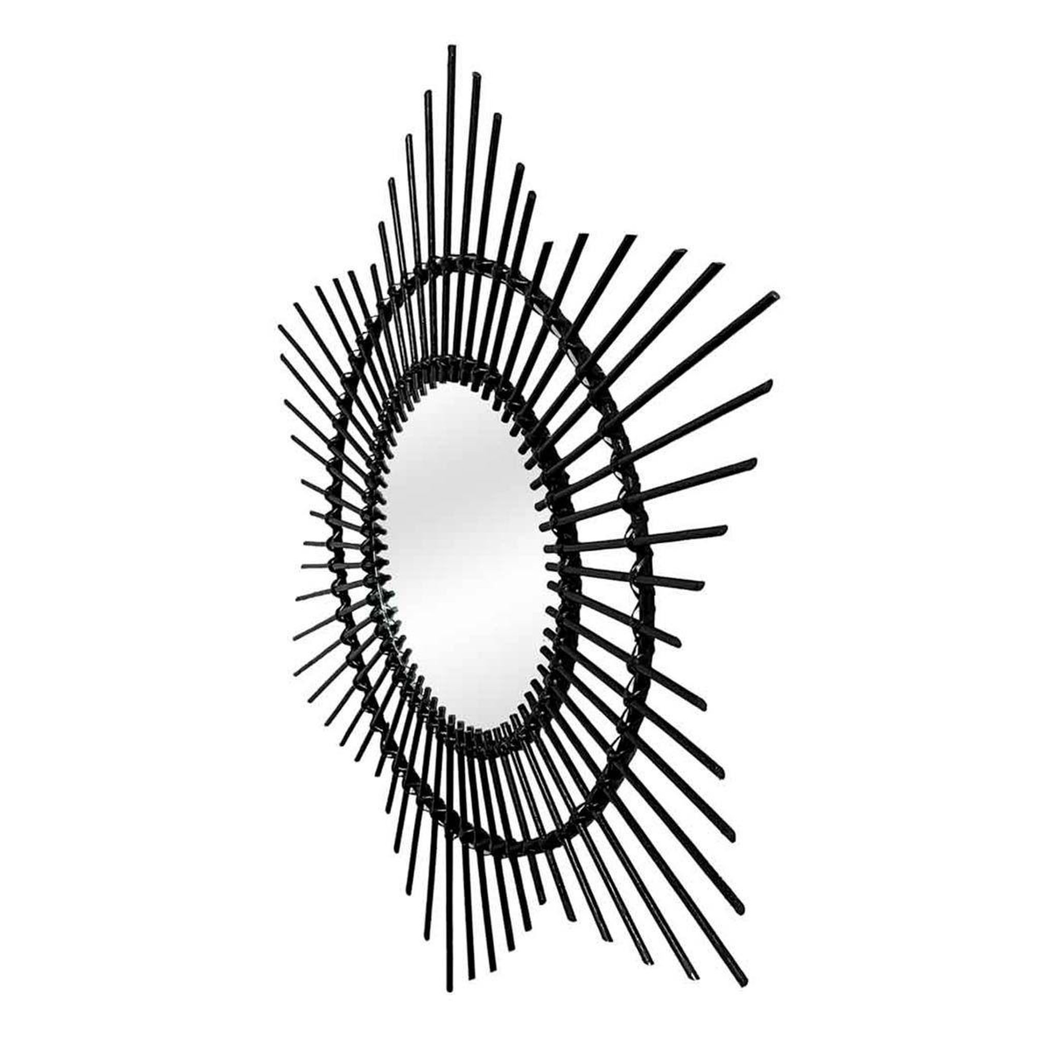 Voir la diapositive 3 : Paris Prix Miroir Mural Design en Rotin  Aina  52cm Noir
