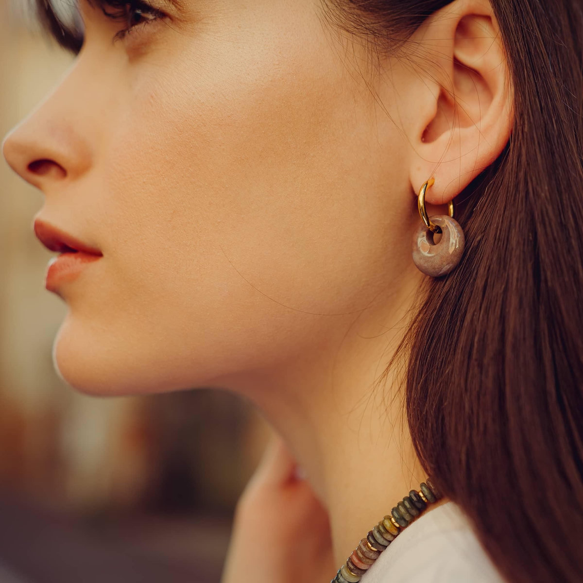 SLOYA Boucles d'oreilles Blima en pierres Agate Indienne