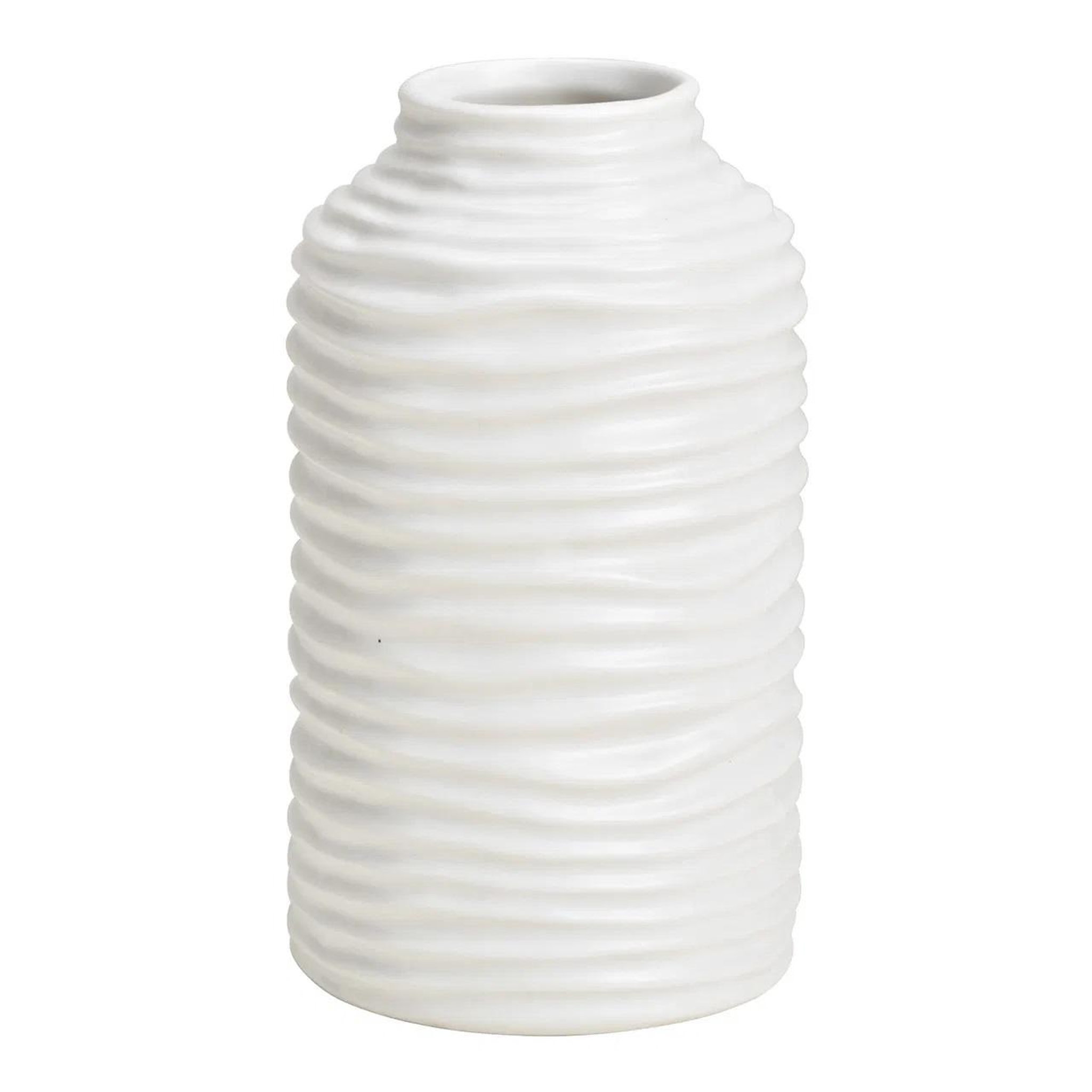 Eden Vase en céramique strié blanc design et moderne