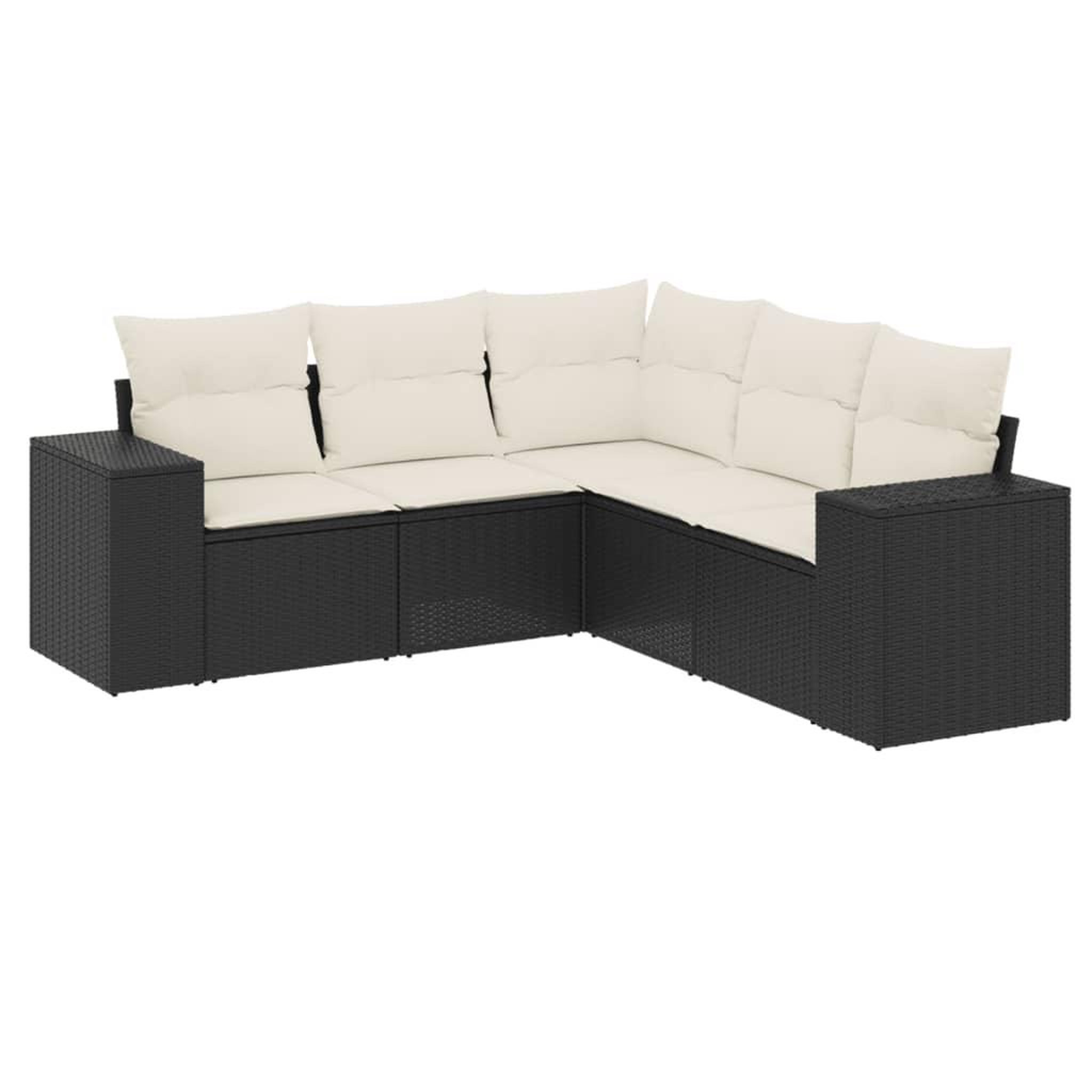 Voir la diapositive 2 : VIDAXL Salon de jardin 5 pcs avec coussins noir resine tressee