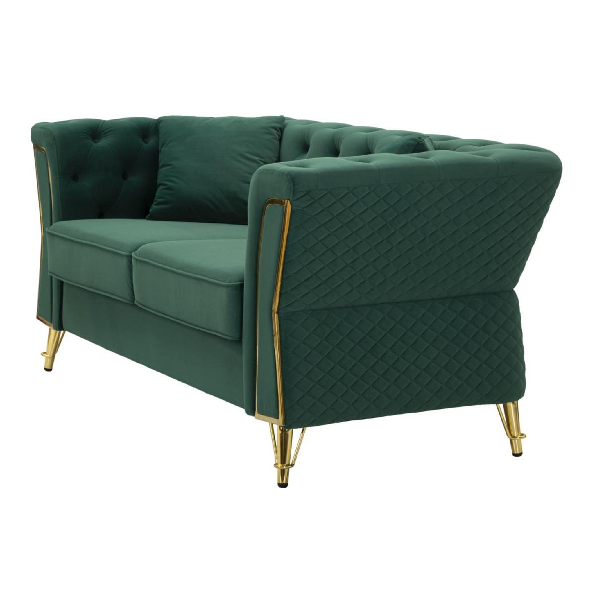 Voir la diapositive 6 : Paris Prix Canapé 2 places en velours capitonné  emy  162cm vert