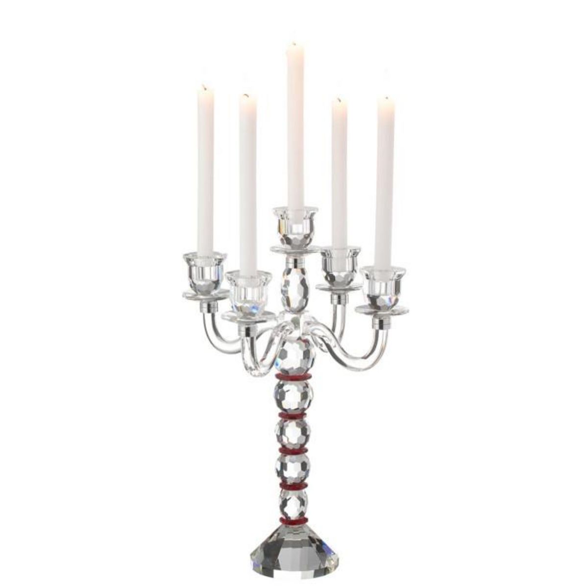Paris Prix Chandelier 5 Branches  Annie  49cm Transparent & Rouge