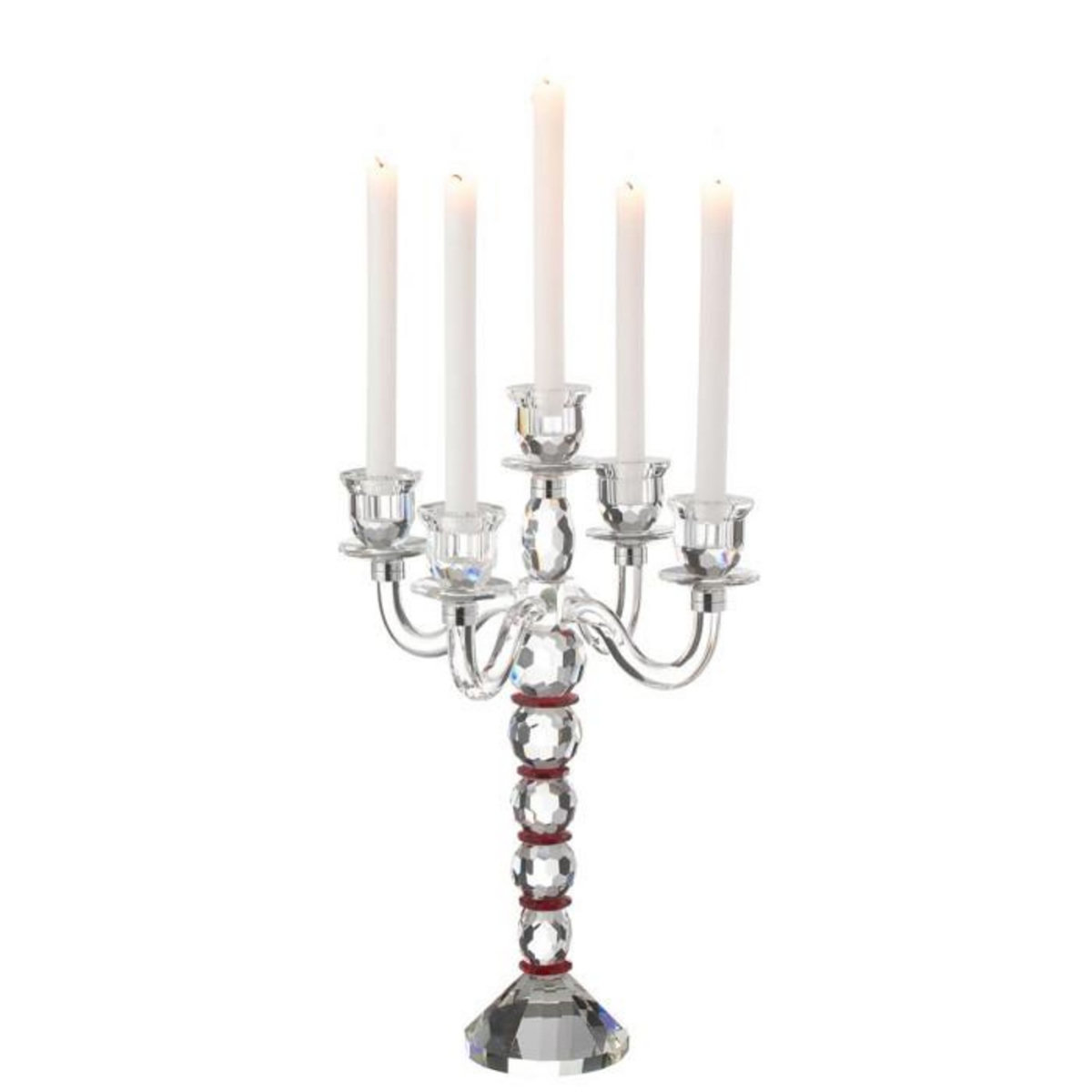 Paris Prix Chandelier 5 Branches  Annie  49cm Transparent & Rouge