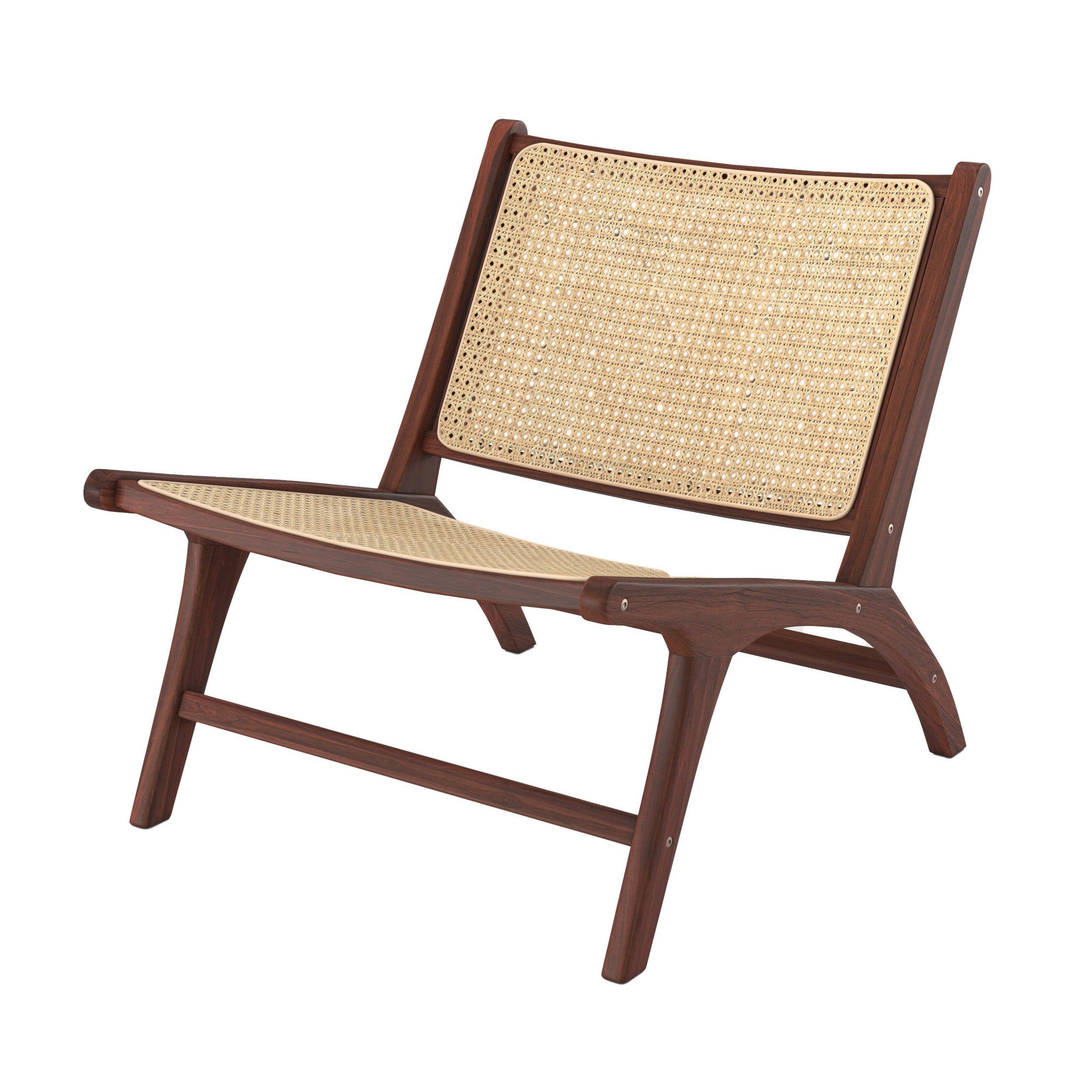 MAISON PAVANE Fauteuil en bois de teck finition noyer et cannage en rotin-kilka