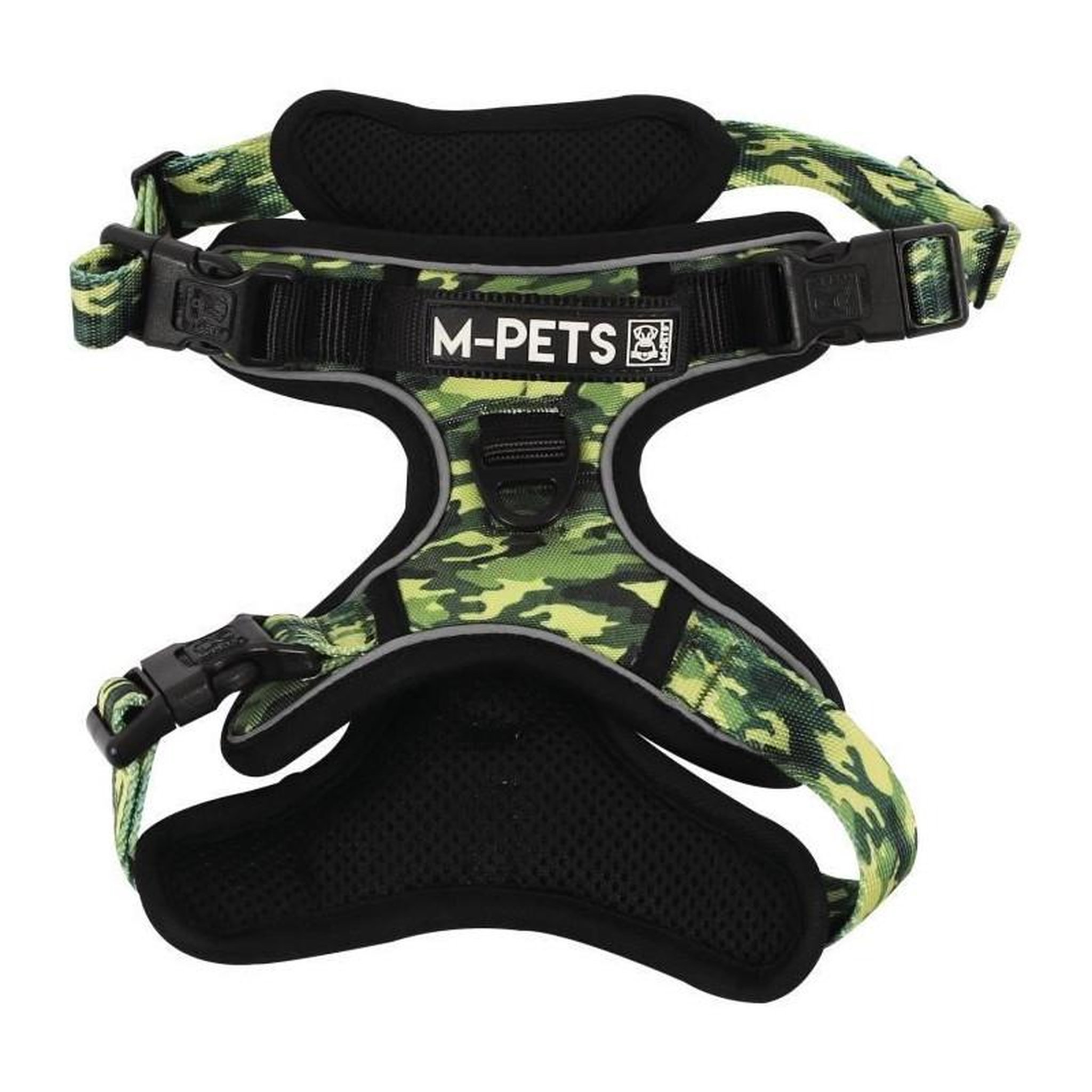 M PETS Harnais - M PETS - HIKING - Camouflage S - Tissu rembourré -Attache sécurité - Poignée - Laisse dos/avant