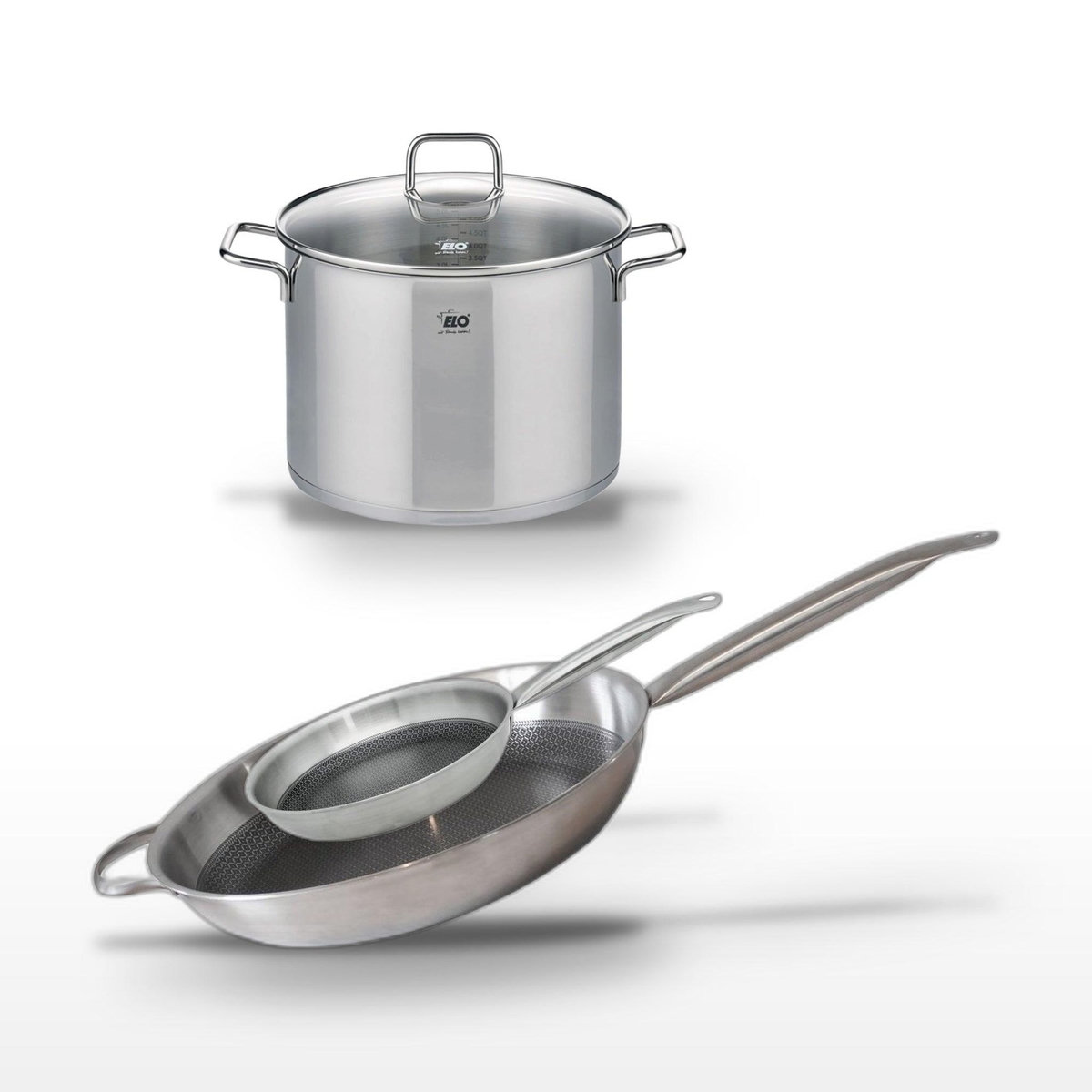 ELO Lot Faitout 26cm & 2 Poêles 24/32cm Elo Relief Solution