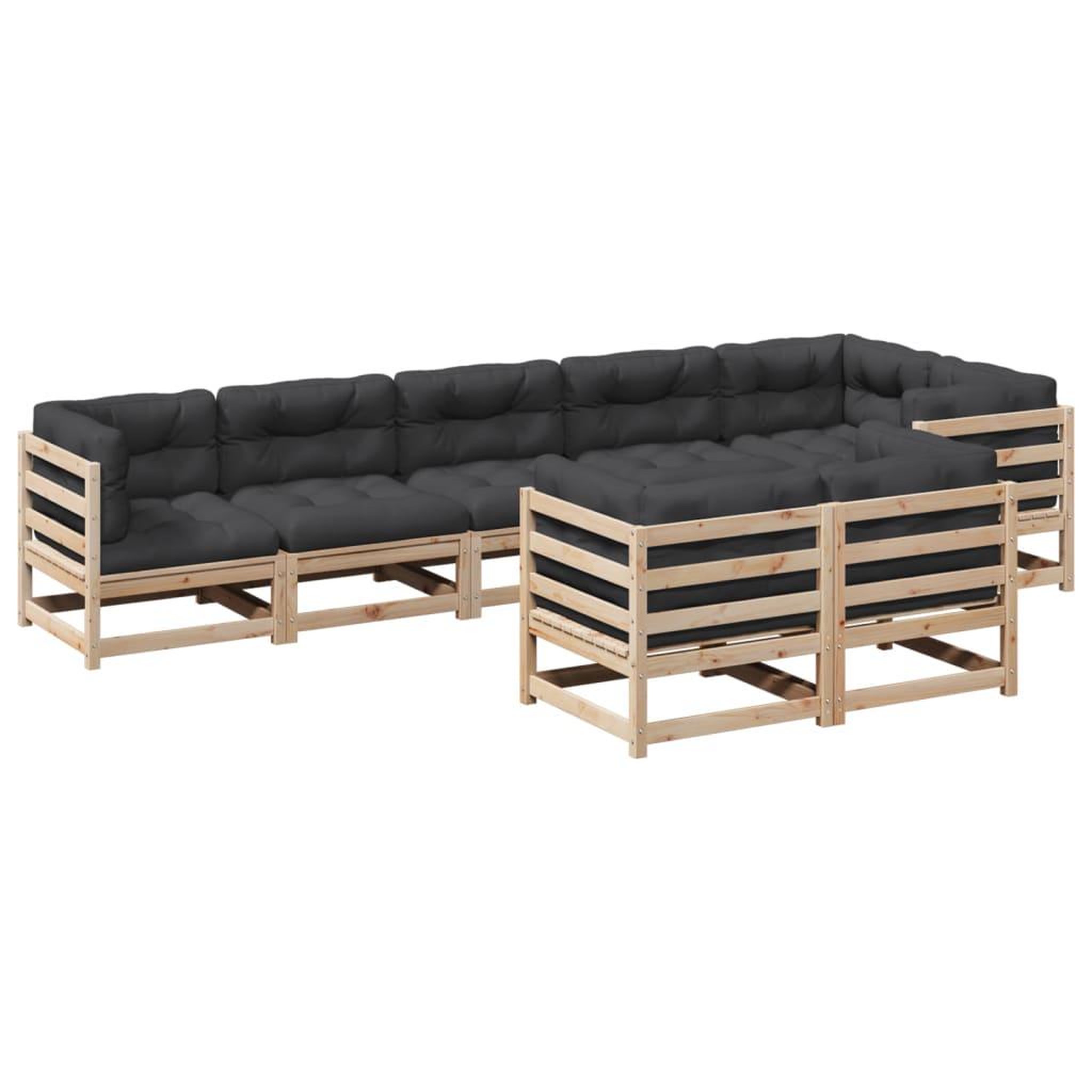 Voir la diapositive 2 : VIDAXL Salon de jardin 8 pcs avec coussins bois de pin massif