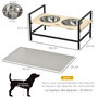 Voir la diapositive 3 : PAWHUT Gamelle double chien porte-gamelles surélevé réglable 2 gamelles acier inox et tapis inclus acier noir aspect bois clair