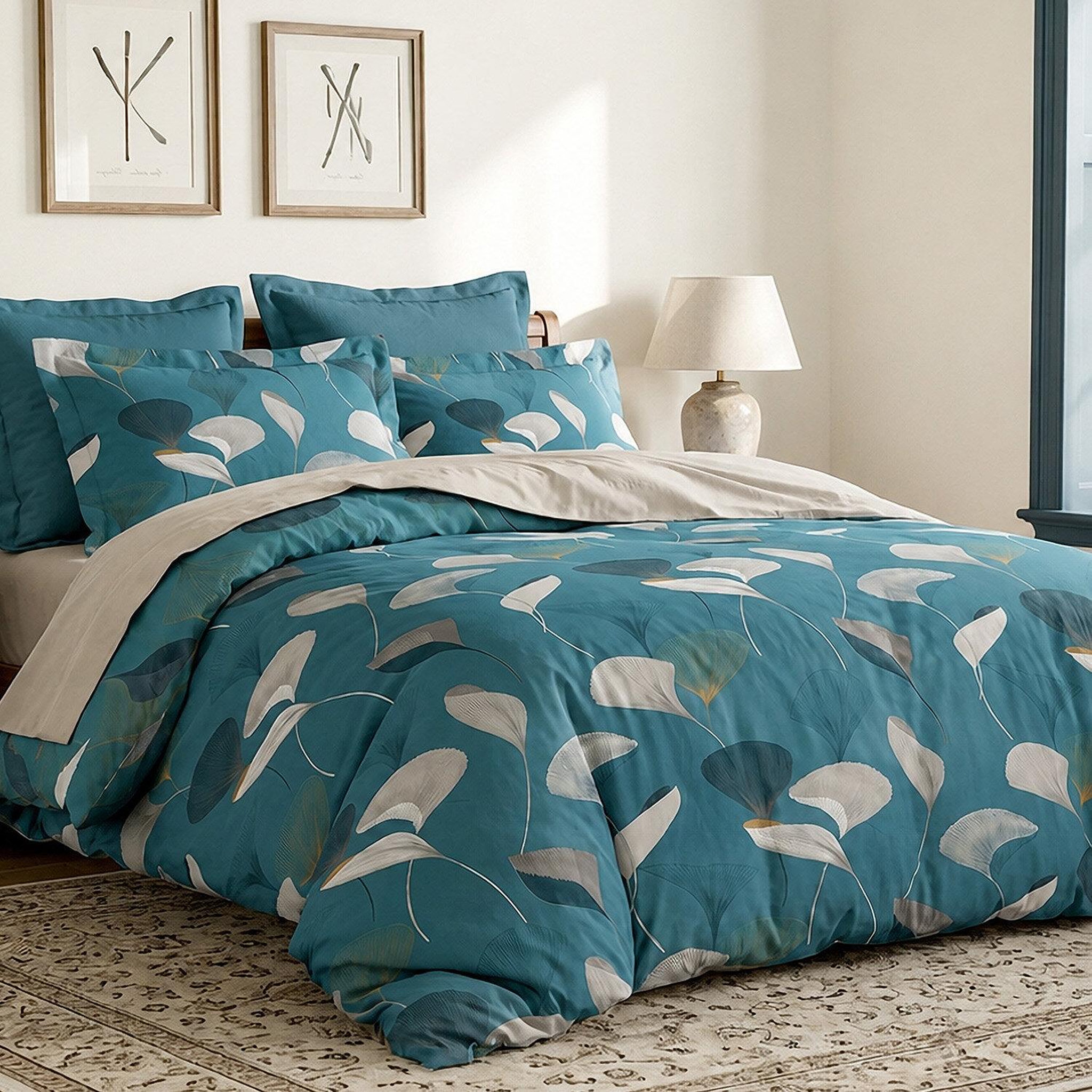 Voir la diapositive 3 : ATELIER DU COTON Parure housse de couette en coton 57 fils apoline