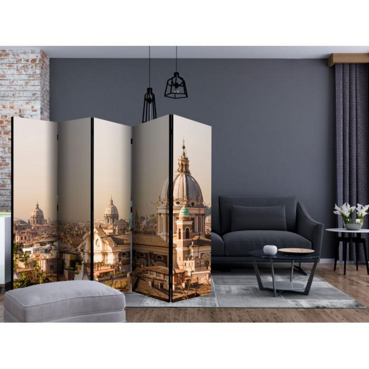 Paris Prix Paravent 5 Volets  Rome Bird's Eye View II  172x225cm