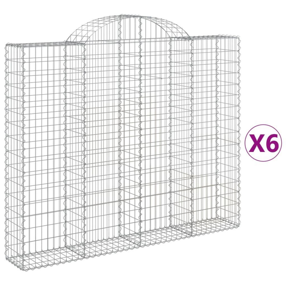 VIDAXL Paniers a gabions arques 6 pcs 200x30x160/180 cm Fer galvanise