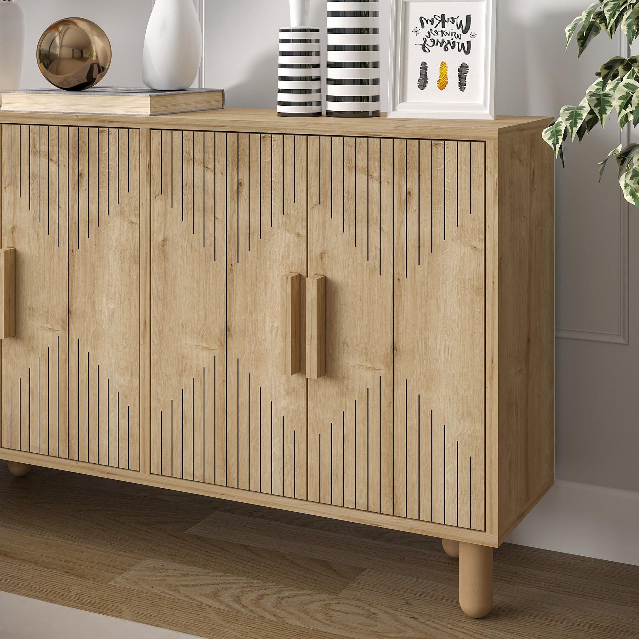 Voir la diapositive 4 : Habitat et Jardin Buffet en bois  roger  - 120 x 29 x 73 cm - chêne saphir