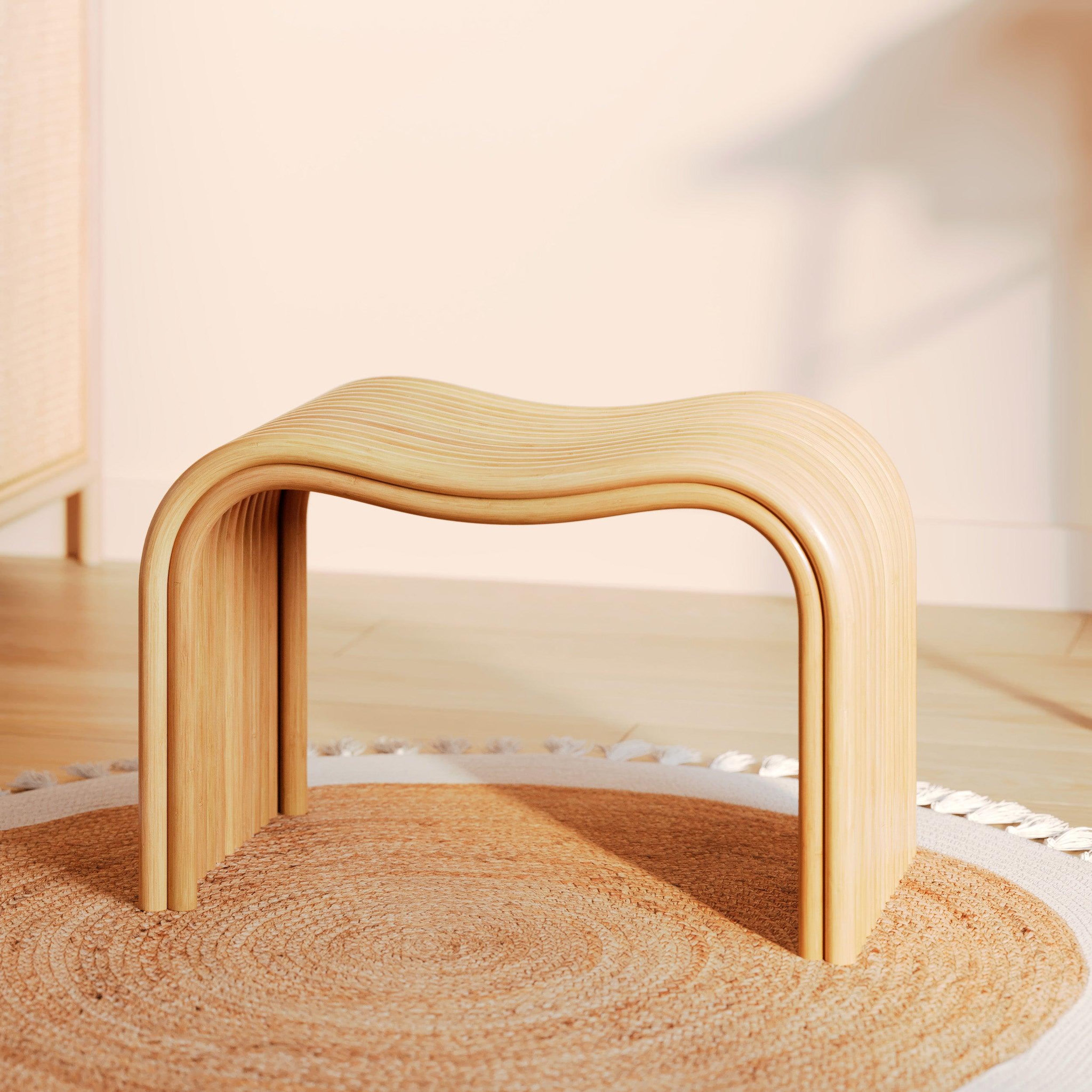 Voir la diapositive 2 : MAISON PAVANE Tabouret en rotin naturel 68 cm-wave
