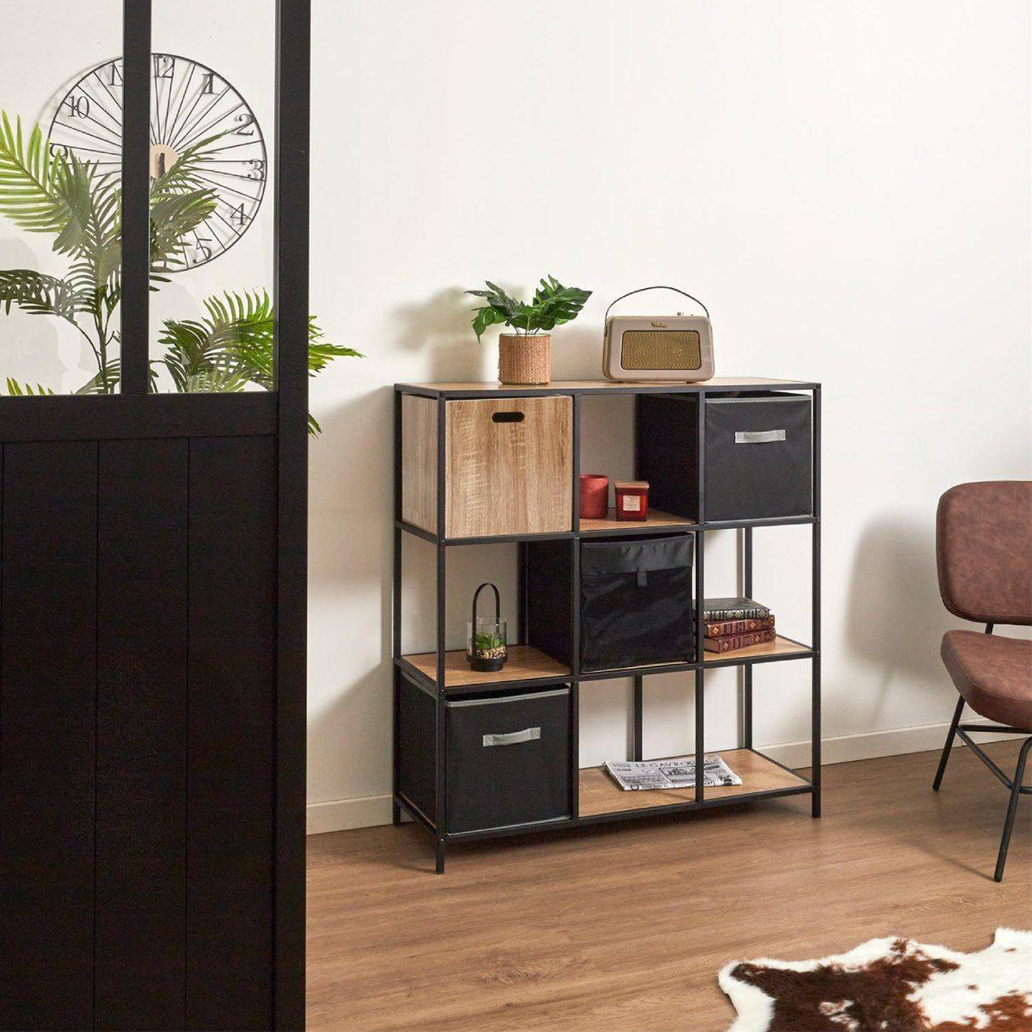 Voir la diapositive 5 : The Home Deco Factory Cube de rangement  bois  30x30cm naturel
