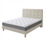 Voir la diapositive 1 : IDLITERIE Ensemble matelas mousse mousse, H16 cm, 25 kg/m³, sommier, tete de lit capitonnee beige 140 x 190 cm