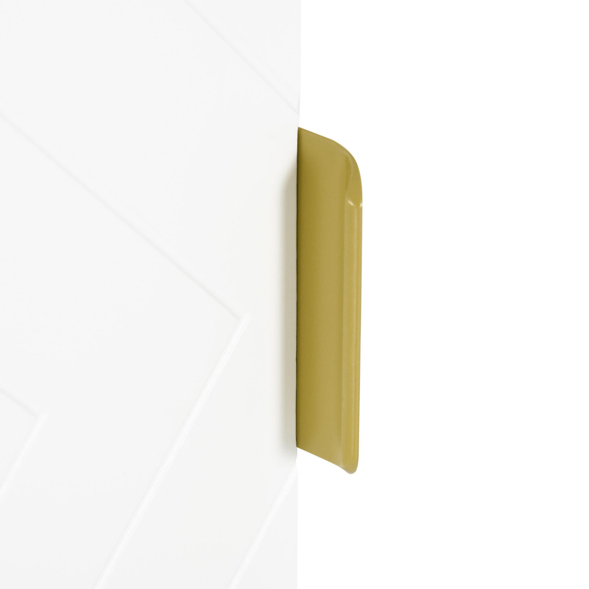 Voir la diapositive 5 : KLEANKIN Armoire murale de salle de bain - porte, 2 étagères - poignée métal doré mdf blanc