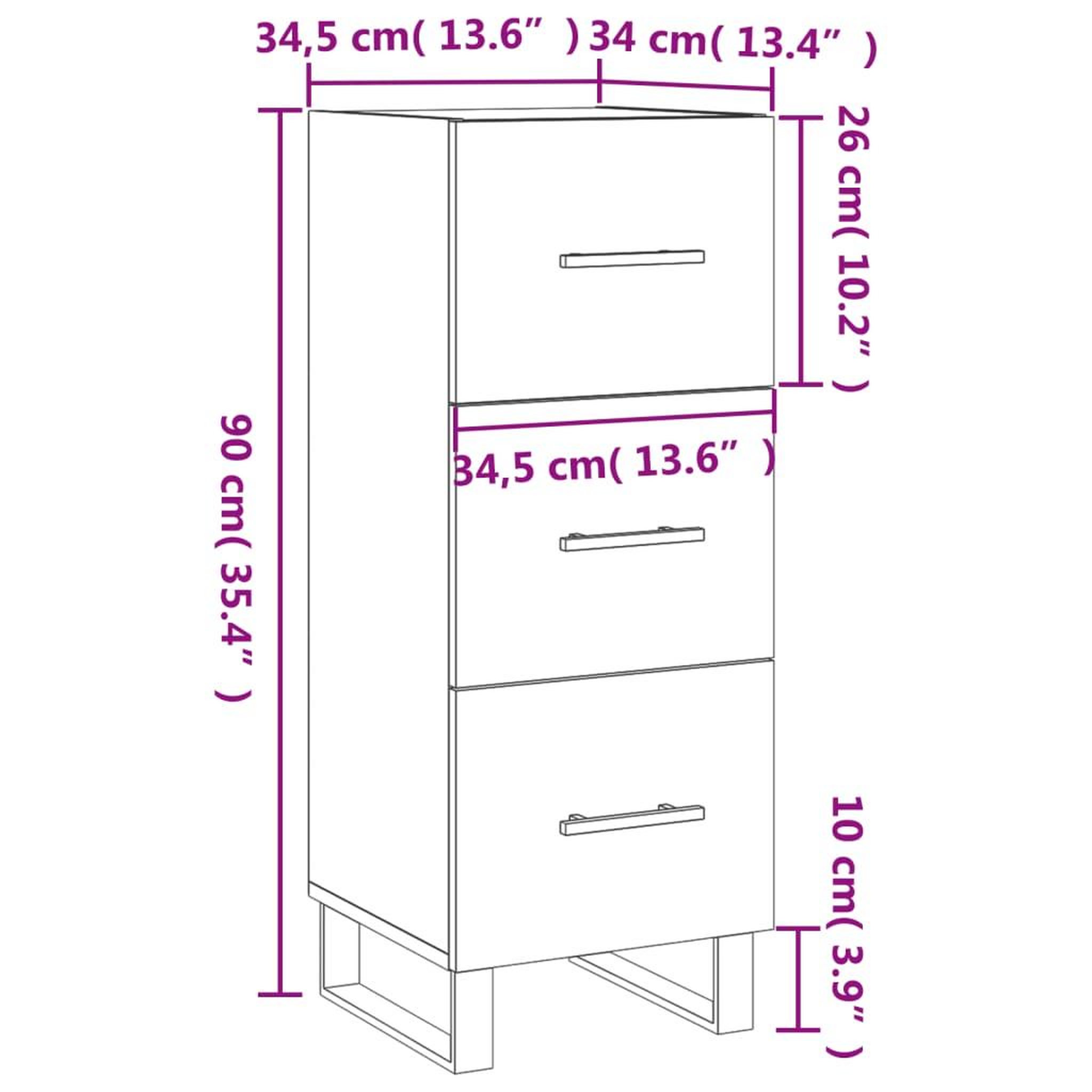Voir la diapositive 6 : VIDAXL Buffet blanc 34,5x34x90 cm bois d'ingenierie