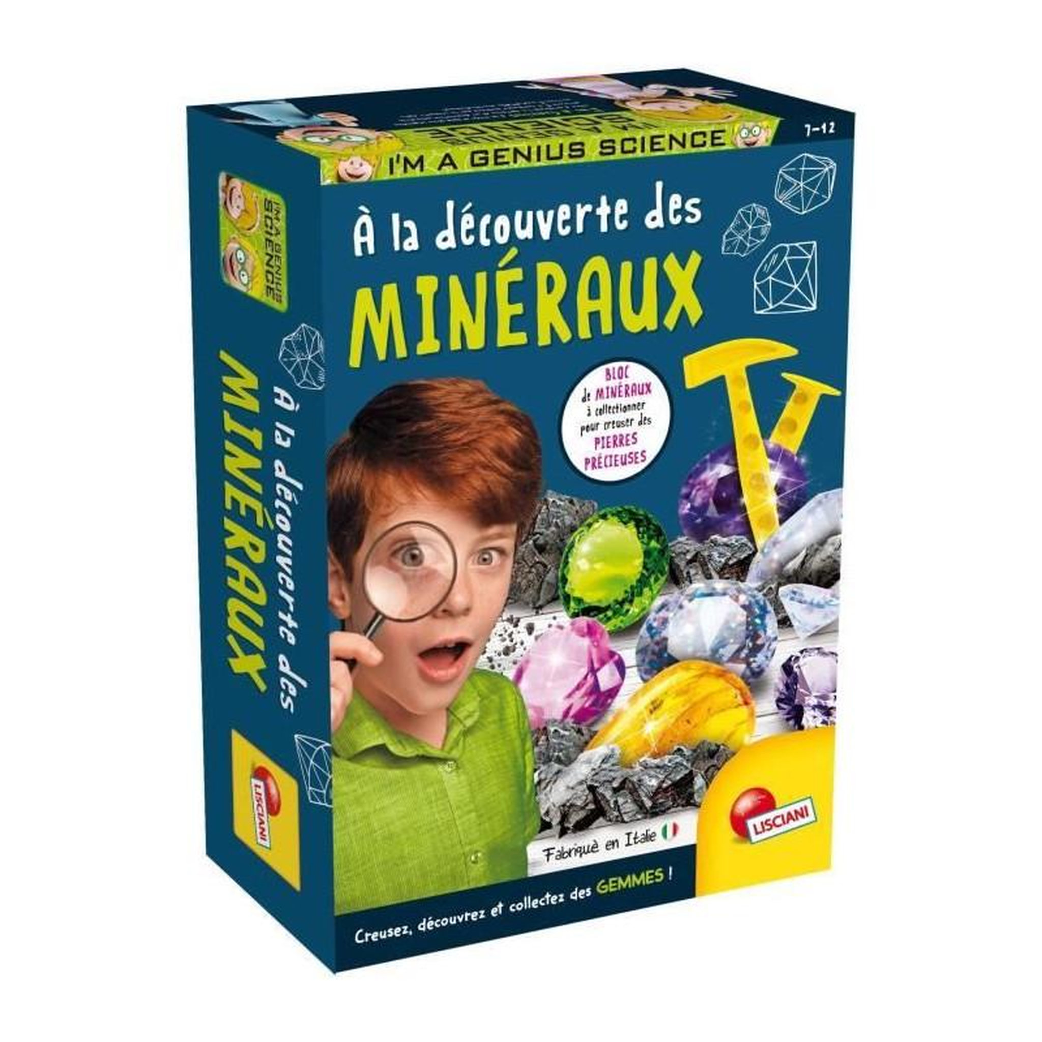 LISCIANI GIOCHI Découverte des minéraux - Kit Scientifique - I'M A GENIUS POCKET - Bloc a creuser