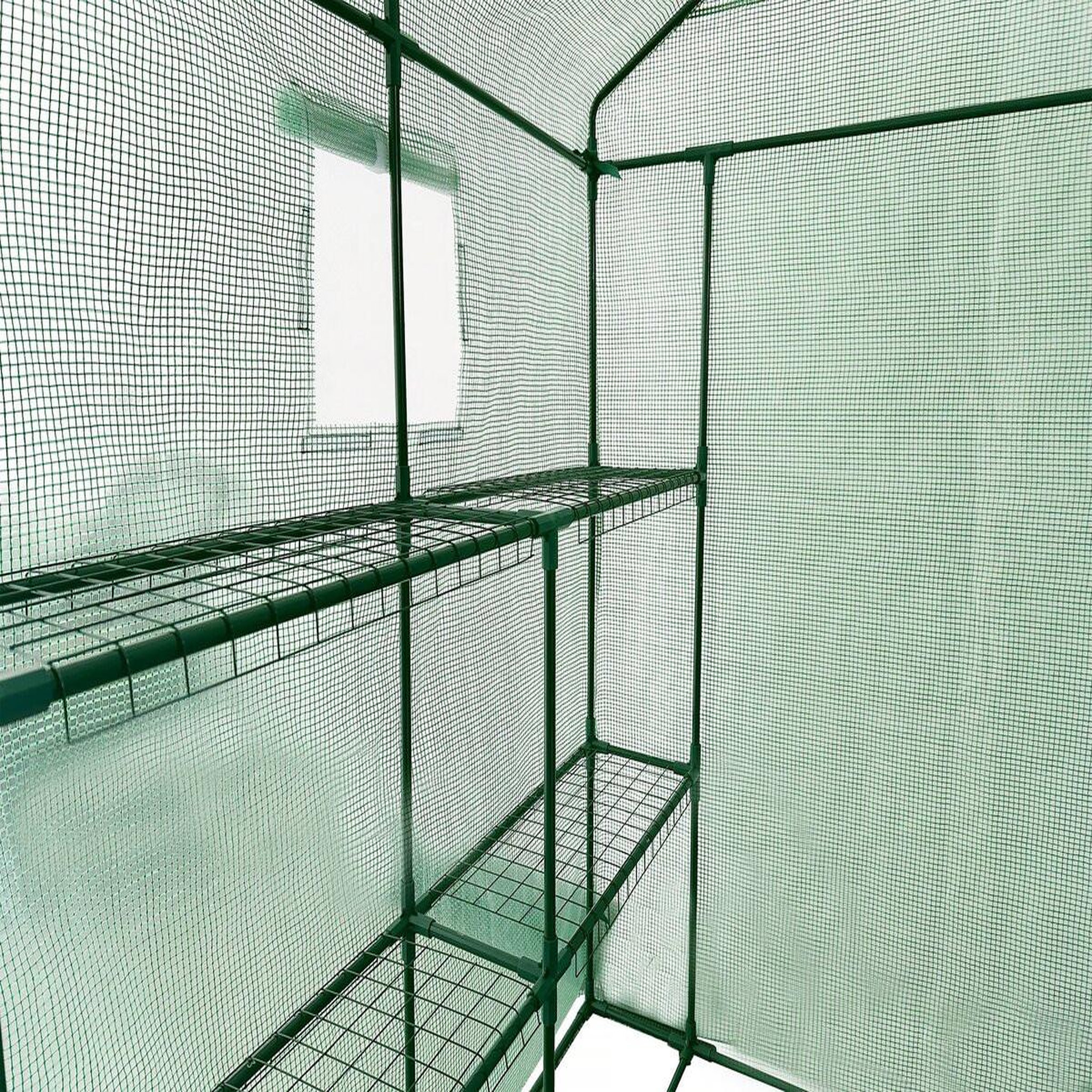 Voir la diapositive 3 : Habitat et Jardin Serre tomates de jardin avec étagères  lys  - 2.04 m² - 130g - vert
