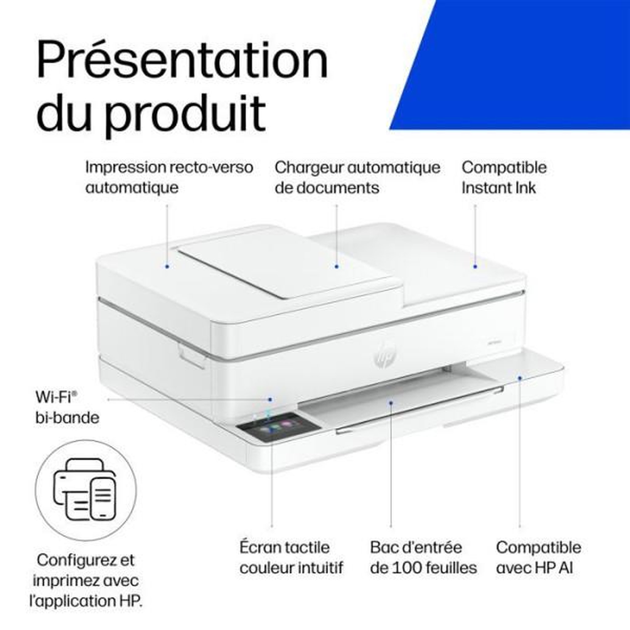 Voir la diapositive 3 : HP Imprimante tout-en-un HP Envy 6530 Jet d'encre couleur - Copie Scan - Recto verso automatique