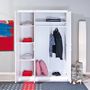 Voir la diapositive 4 : Armoire penderie blanche en pin massif - MAGNUS
