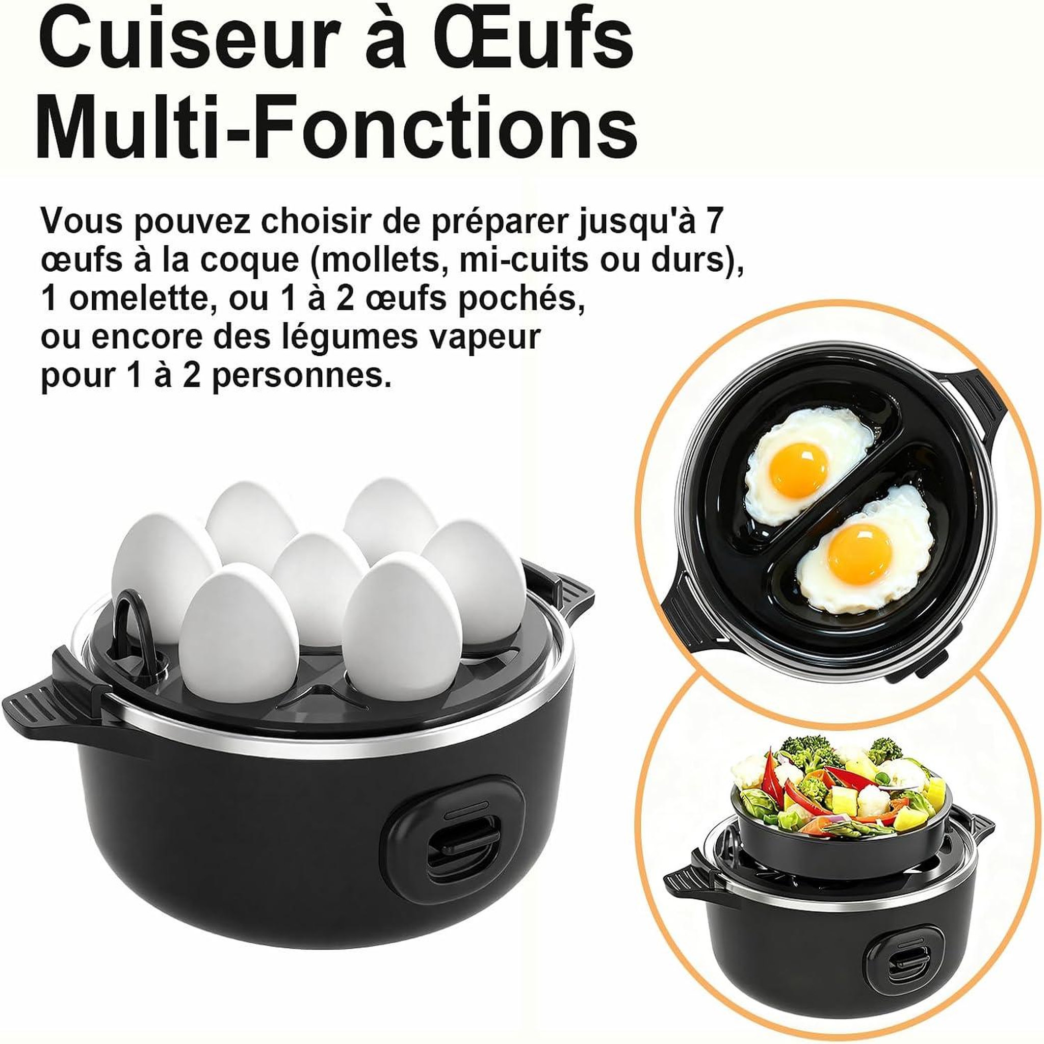 Voir la diapositive 5 : YASHE Cuiseur à œufs, 7 œufs, pocheuse et plateau omelette