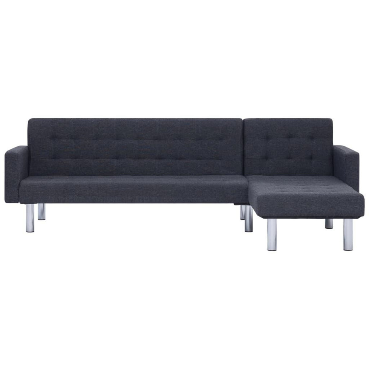 VIDAXL Canape-lit en forme de L Gris fonce Polyester