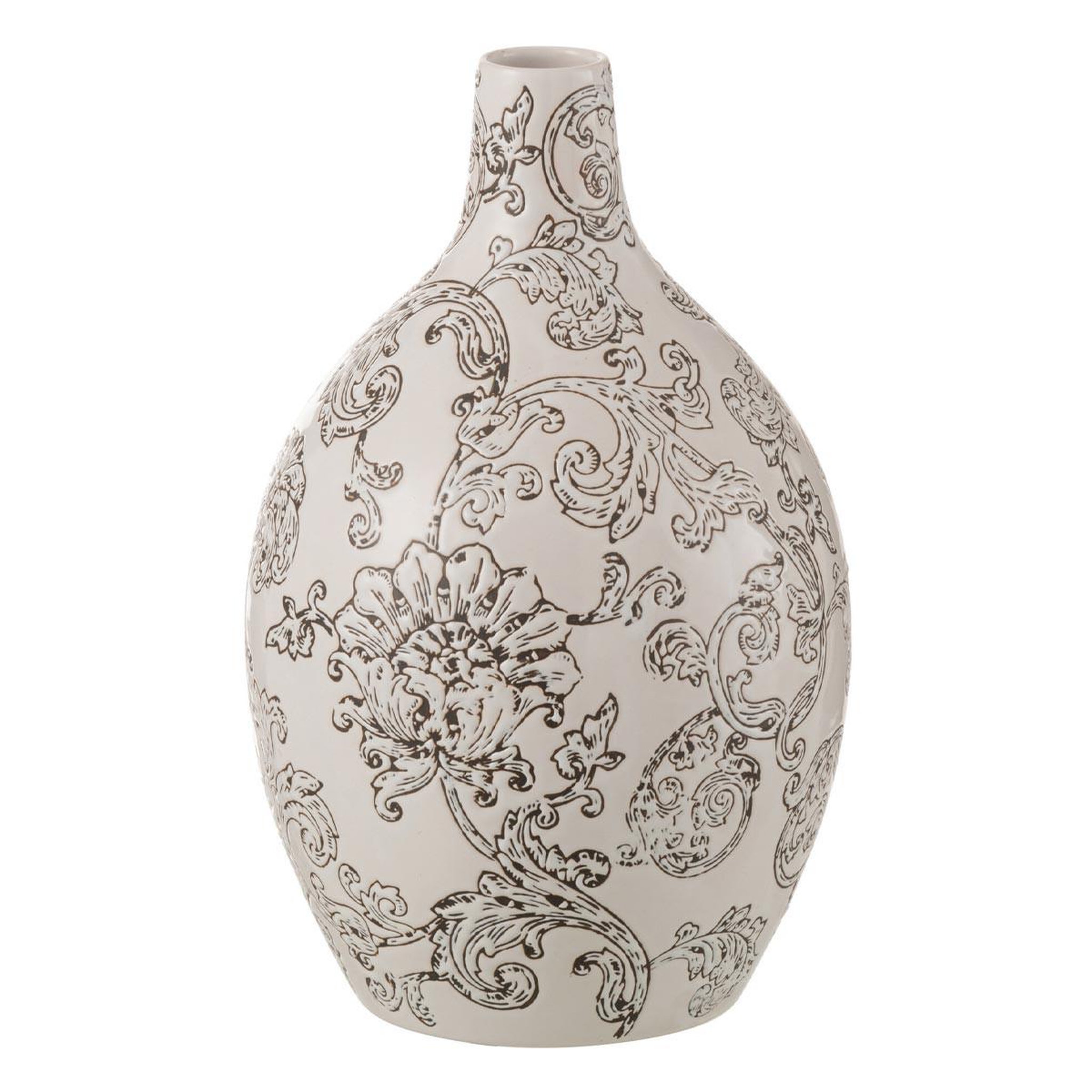 J-LINE Vase rond en porcelaine  zen  33cm noir & blanc