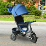 Voir la diapositive 2 : HOMCOM Tricycle enfants évolutif canne  et pare-soleil pliable amovible sacoche et panier 102 x 49l x 102 cm acier bleu