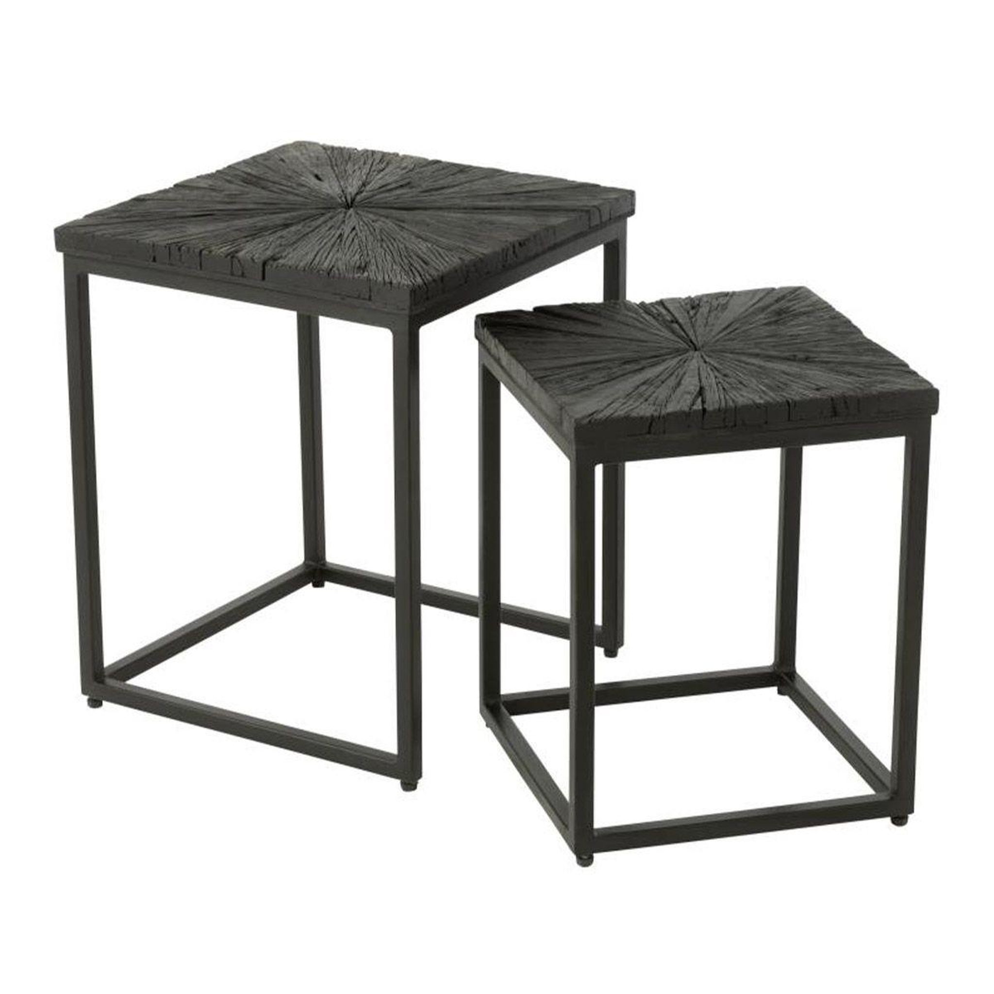 J-LINE Lot de 2 Tables d'Appoint Gigognes  Shanil  53cm Noir
