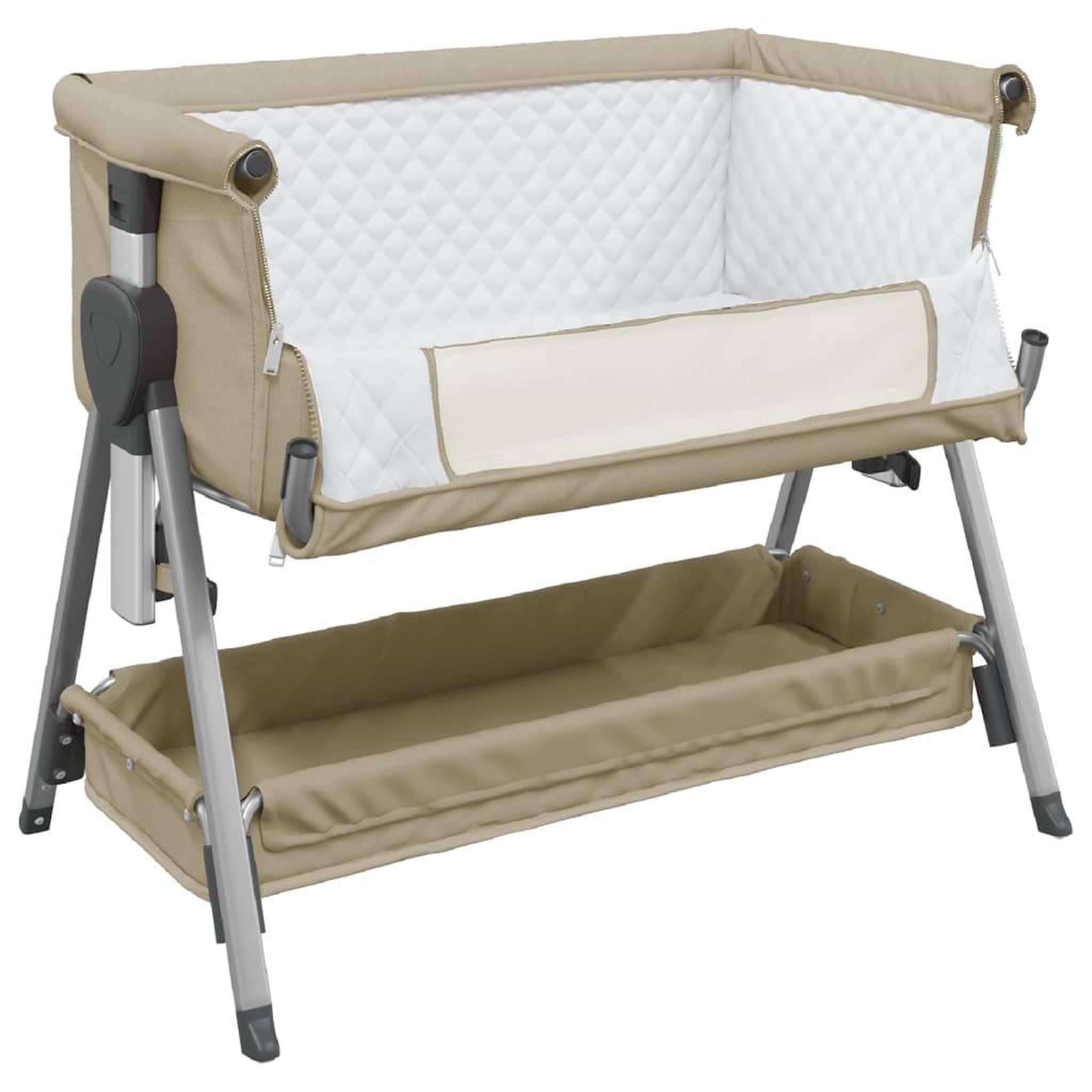 Voir la diapositive 4 : VIDAXL Lit pour bebe avec matelas Taupe Tissu de lin