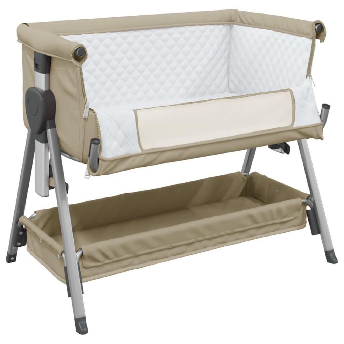 VIDAXL Lit pour bebe avec matelas Taupe Tissu de lin