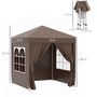 Voir la diapositive 3 : OUTSUNNY Tonnelle de jardin tente pliante barnum pop-up 2 x 2 m 4 parois latérales amovibles 2 fenêtres sac de transport pour camping, festival, plage, jardin chocolat