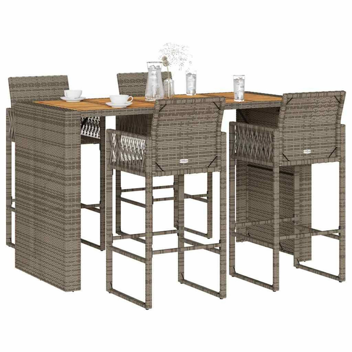 VIDAXL Ensemble de bar de jardin 5 pcs sans coussins gris poly rotin
