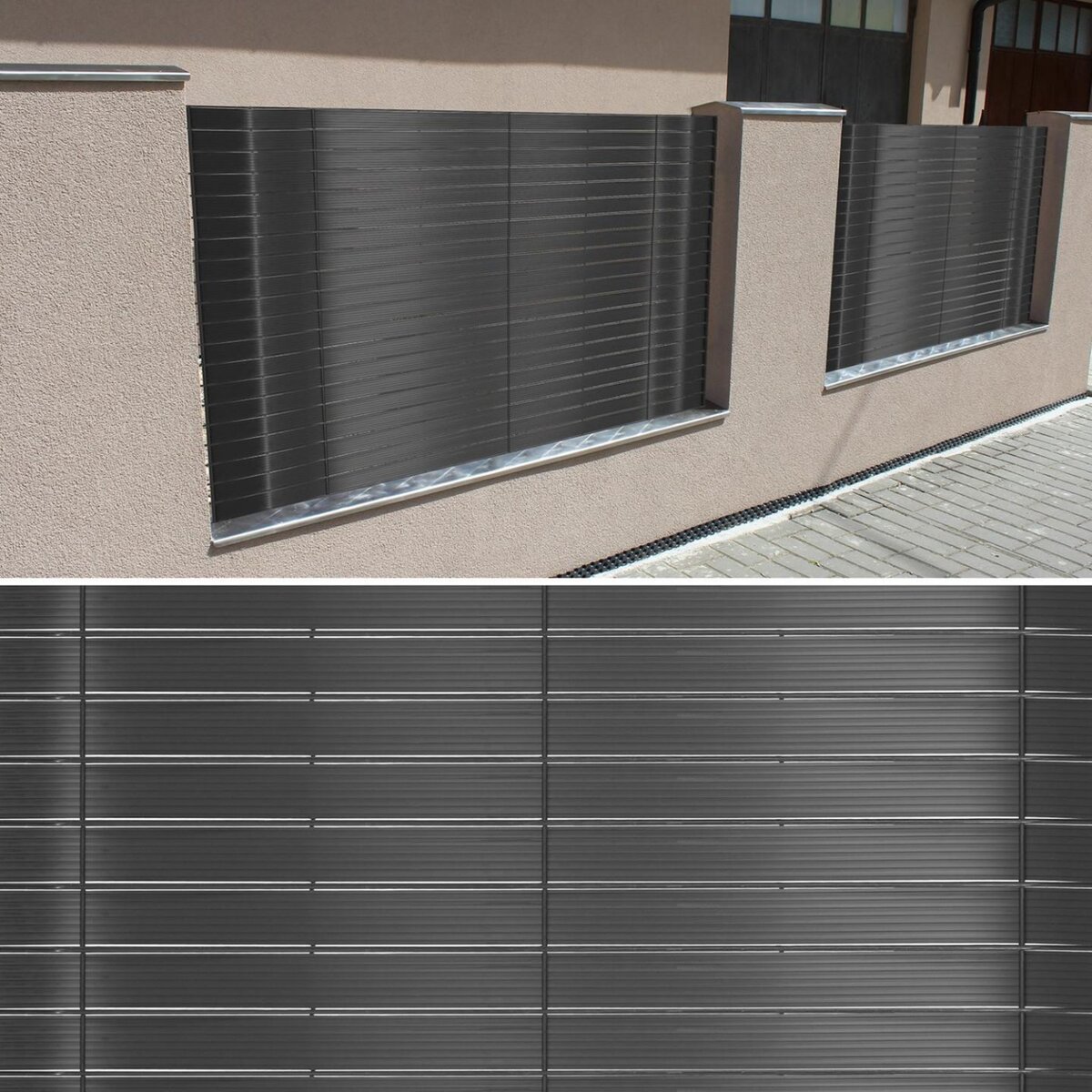 ID MARKET Kit de lamelles occultantes PVC grises L.60 M pour panneau grillagé