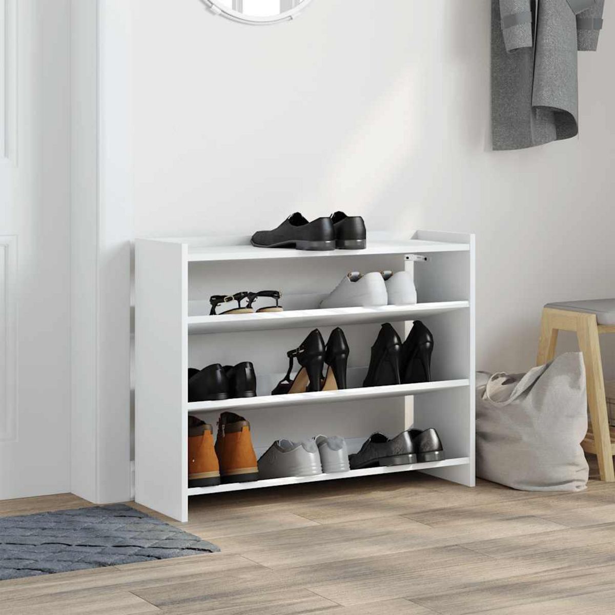 VIDAXL Etagere a chaussures blanc 80x25x62 cm bois d'ingenierie