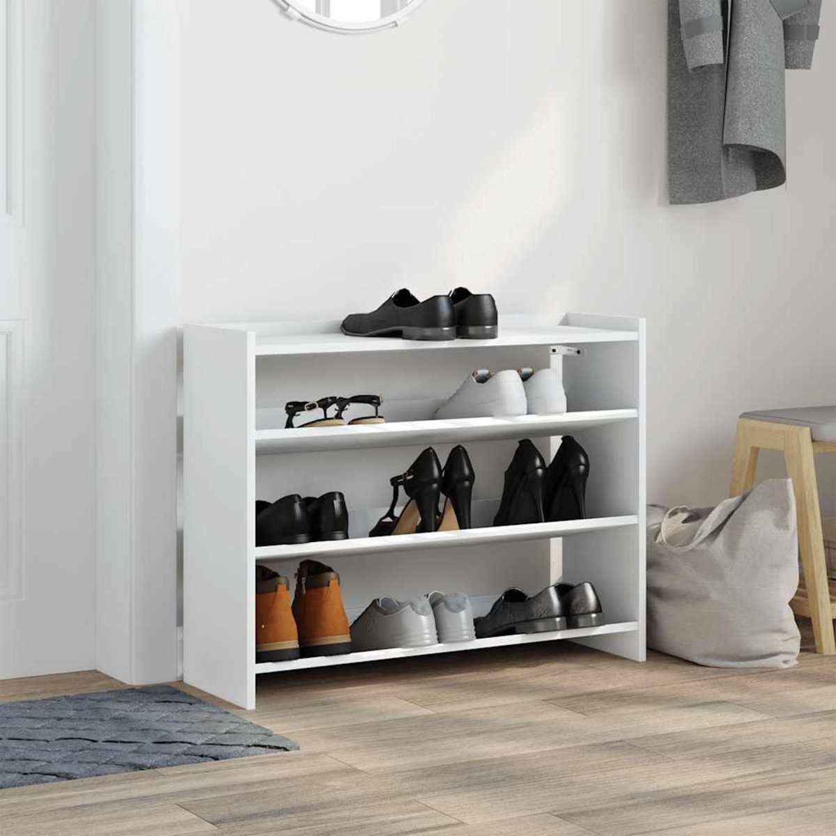 VIDAXL Etagere a chaussures blanc 80x25x62 cm bois d'ingenierie