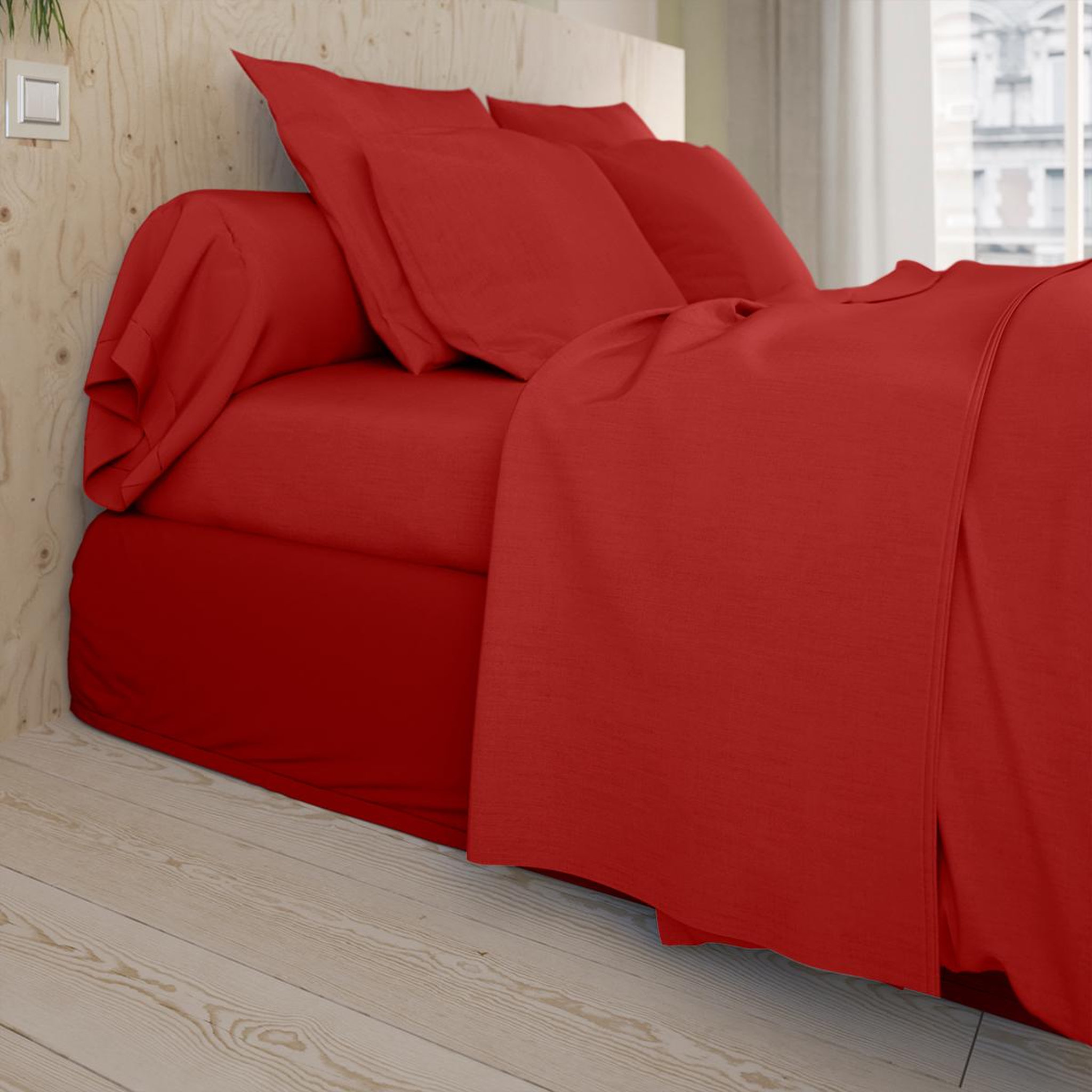 Voir la diapositive 2 : DODO Drap plat Studio Coton Rouge