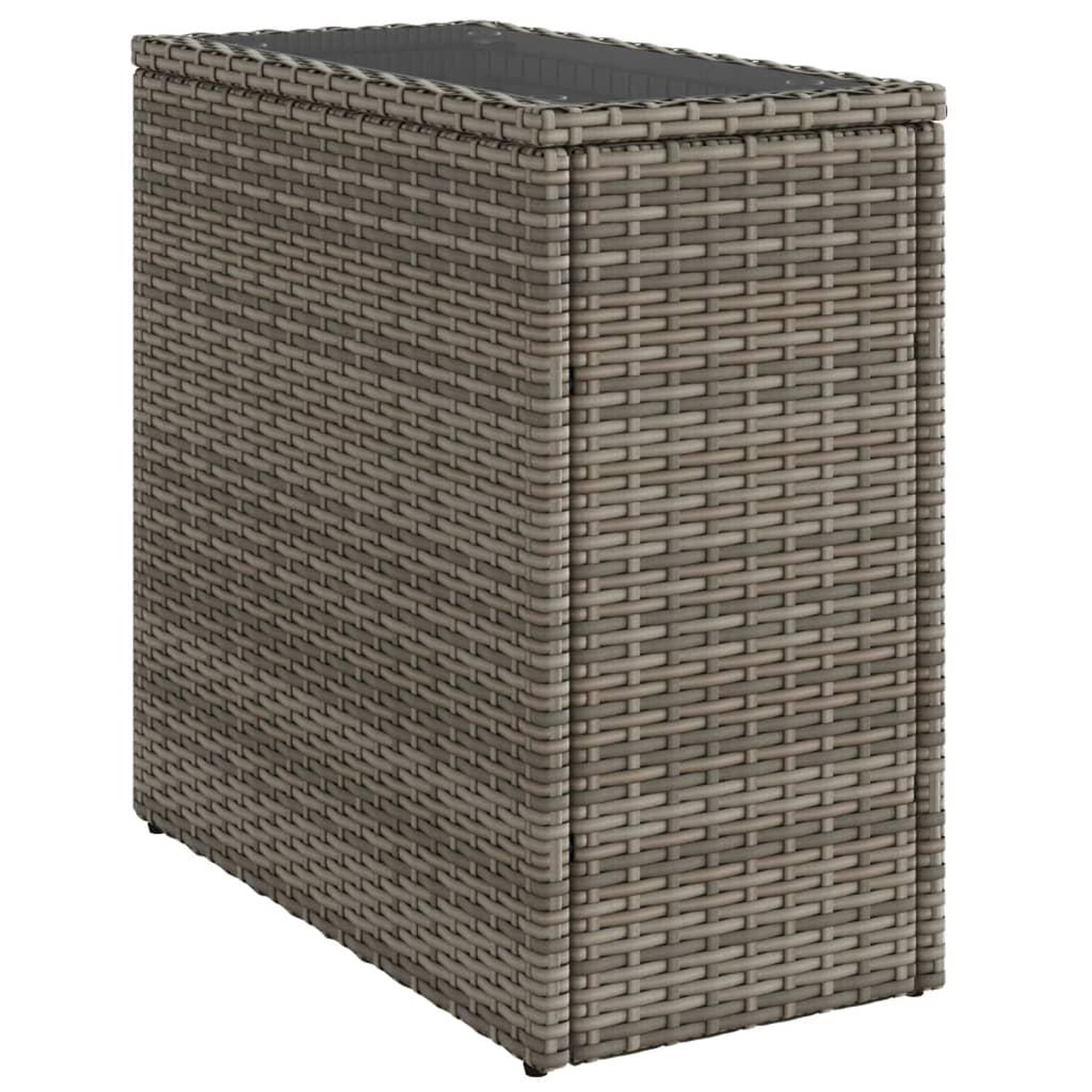 Voir la diapositive 2 : VIDAXL Table d'appoint de jardin avec dessus en verre gris rotin