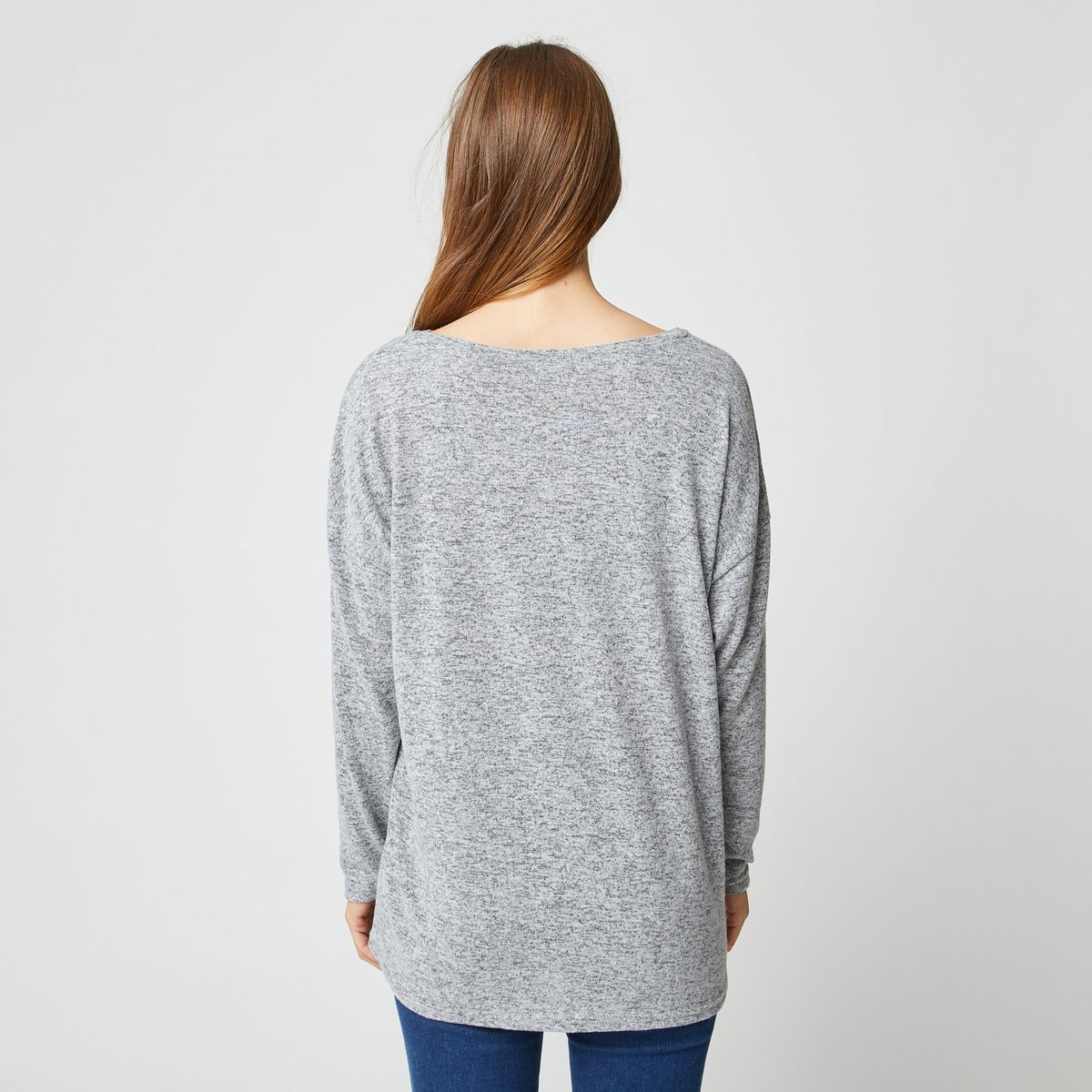IN EXTENSO T-shirt manches longues gris grande taille femme