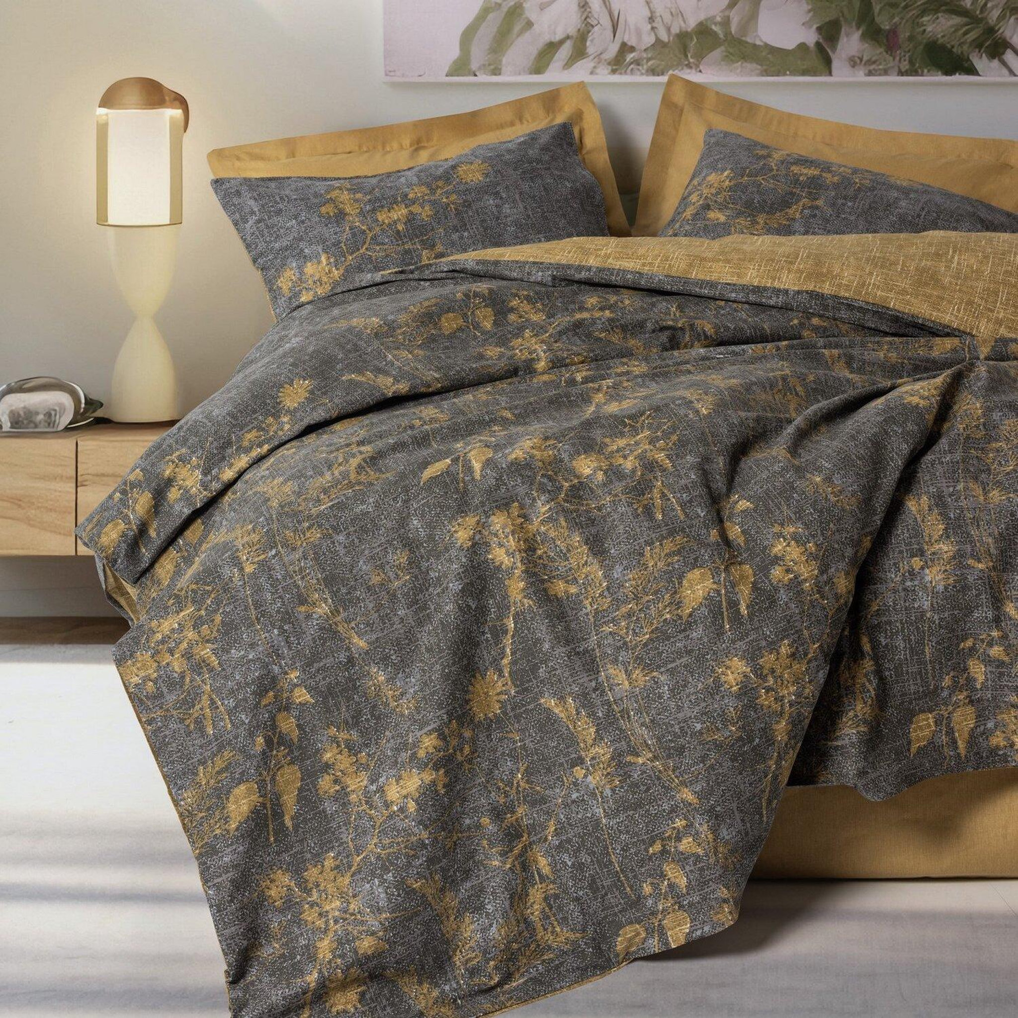 Home collection Parure housse de couette avec taie(s) 100 % coton Yadawa. Coloris disponibles : Gris