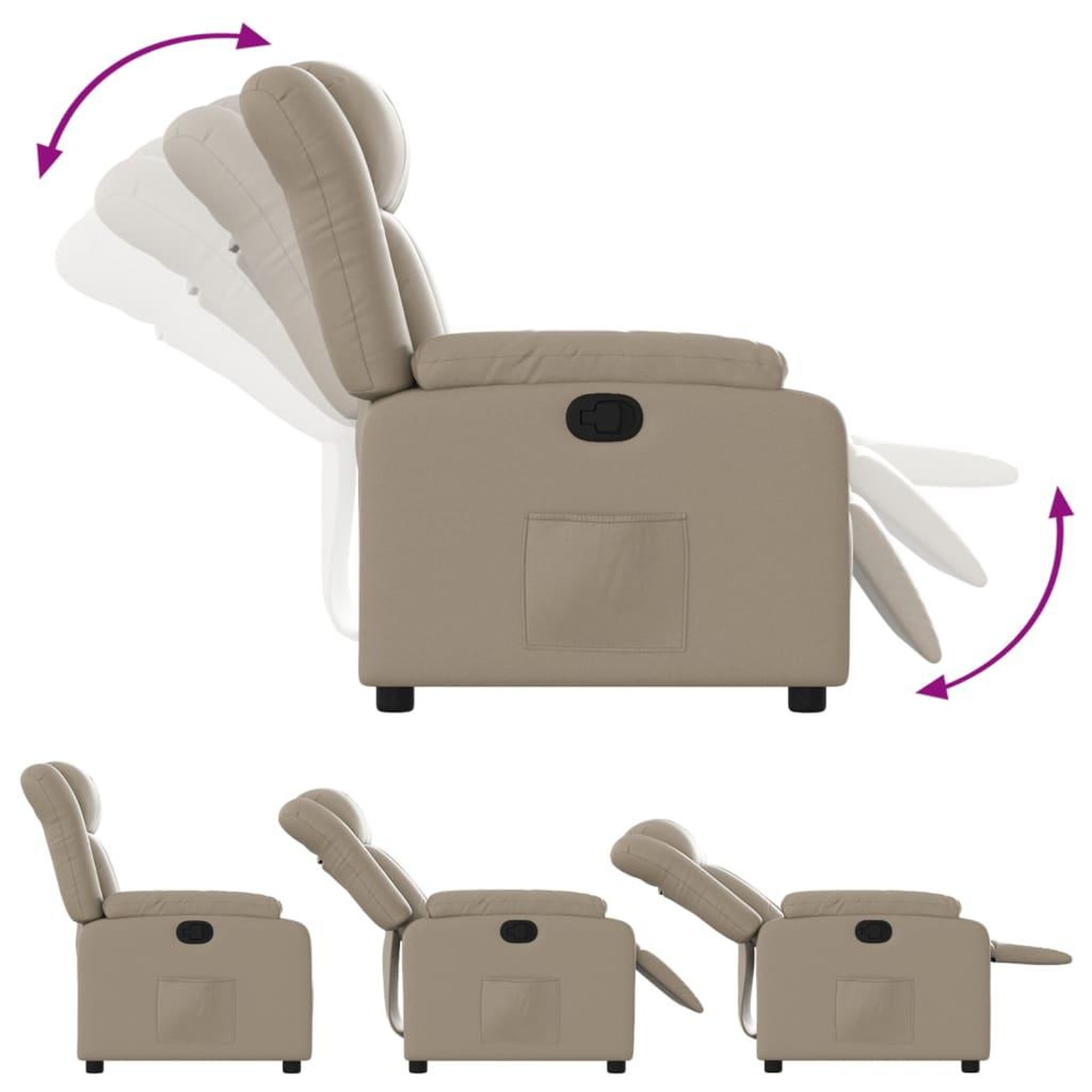 Voir la diapositive 4 : VIDAXL Fauteuil inclinable Cappuccino Similicuir