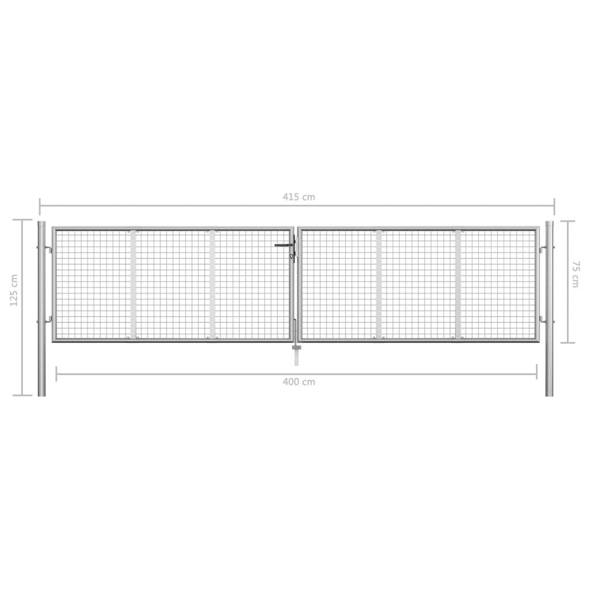 Voir la diapositive 6 : VIDAXL Porte de jardin Acier galvanise 415x125 cm Argente