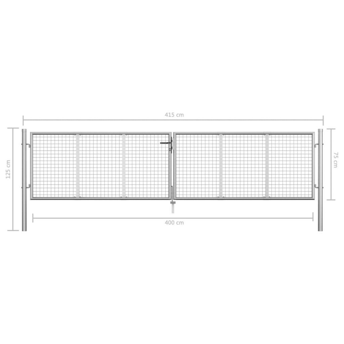 VIDAXL Porte de jardin Acier galvanise 415x125 cm Argente