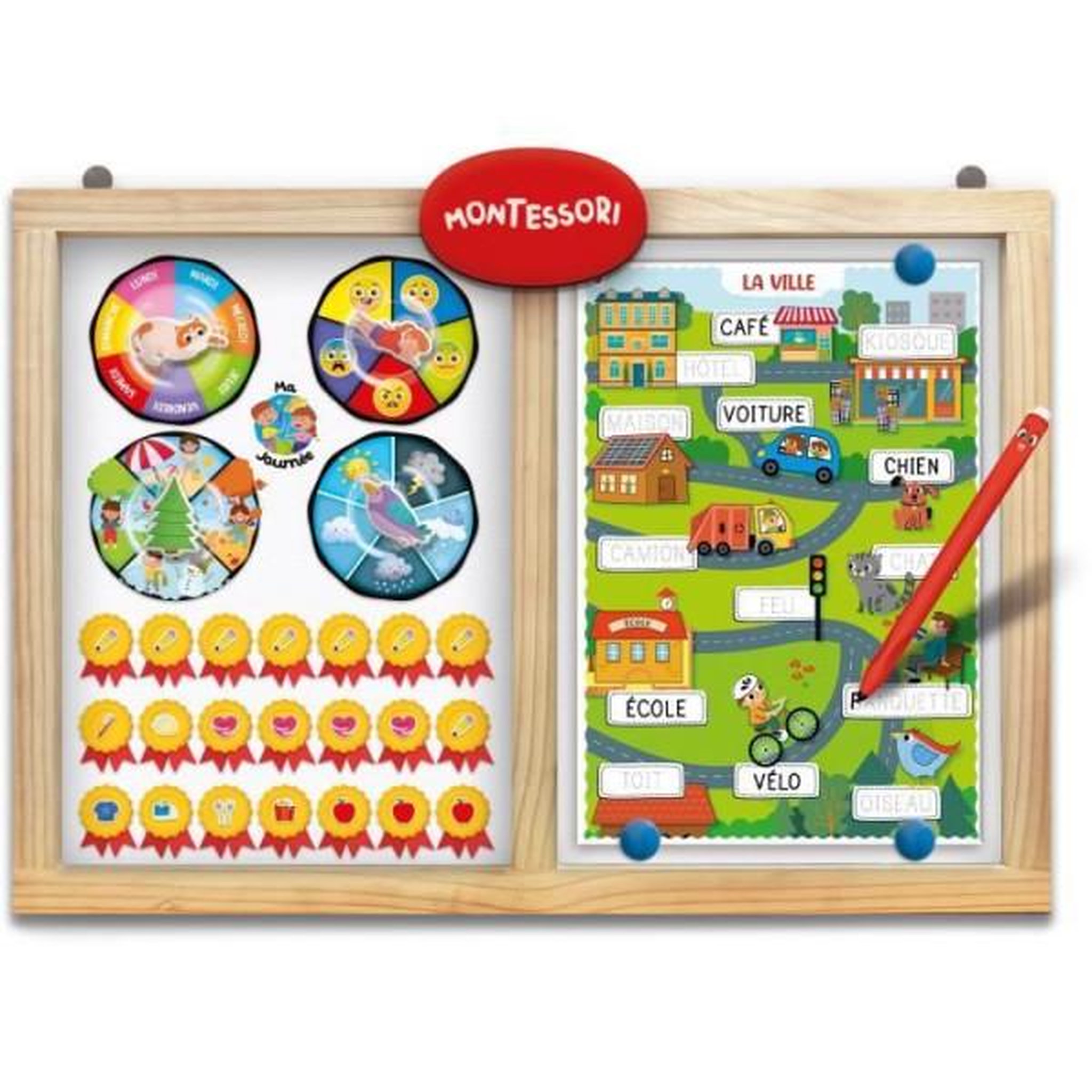 Voir la diapositive 2 : LISCIANI GIOCHI Tableau éducatif - LISCIANI - Montessori Pen - Super école - Activités journalieres - Roue des émotions - Écriture Montesso