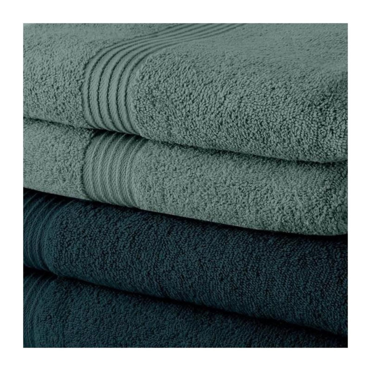 Today Lot de 5 Draps de Bain TODAY 70x130 cm 100% Coton - 3 paon + 2 celadon