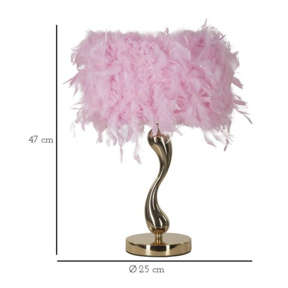 Paris Prix Lampe à Poser Imitation Plume  Cart  47cm Or & Rose