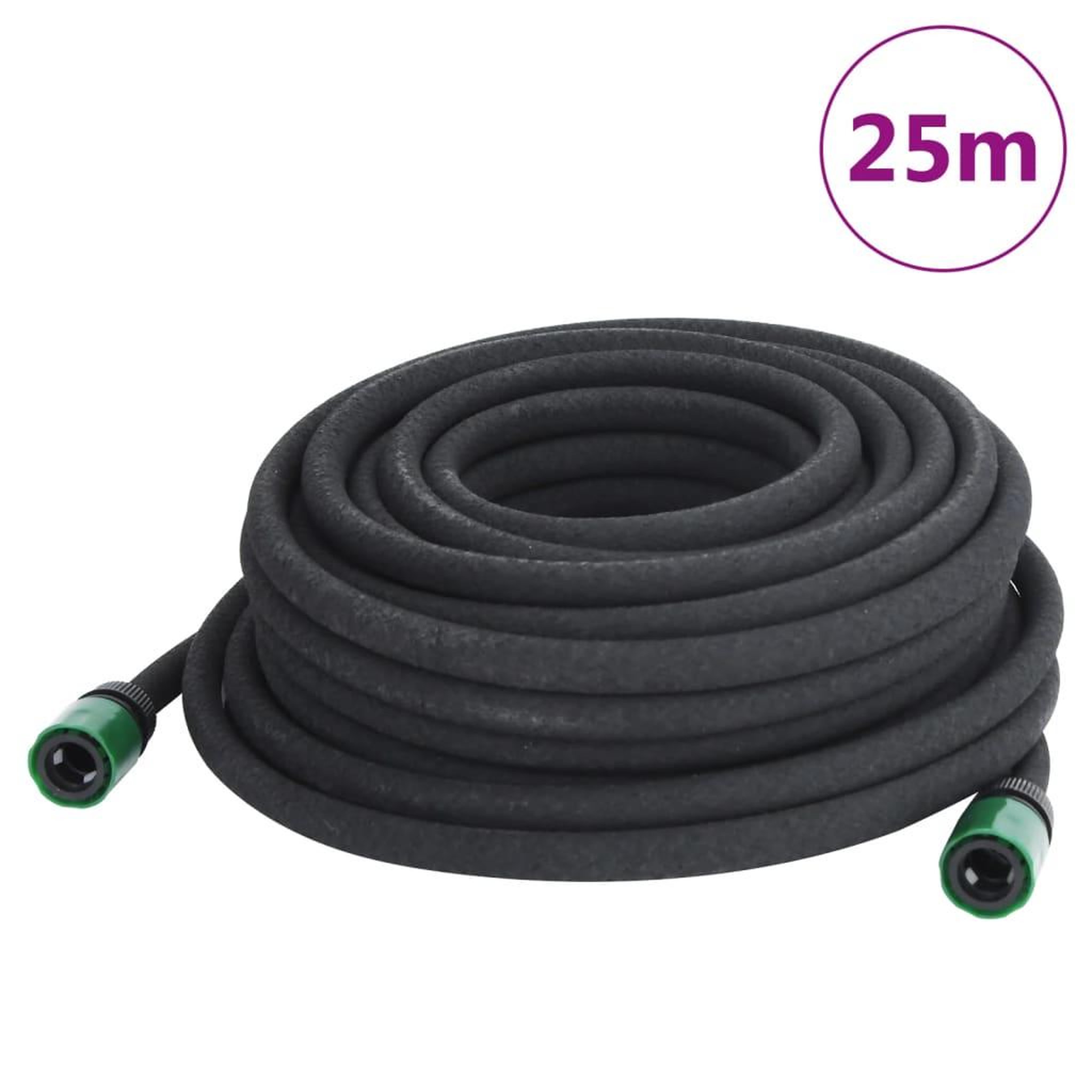 VIDAXL Tuyau d'arrosage de jardin noir 0,6  25 m caoutchouc