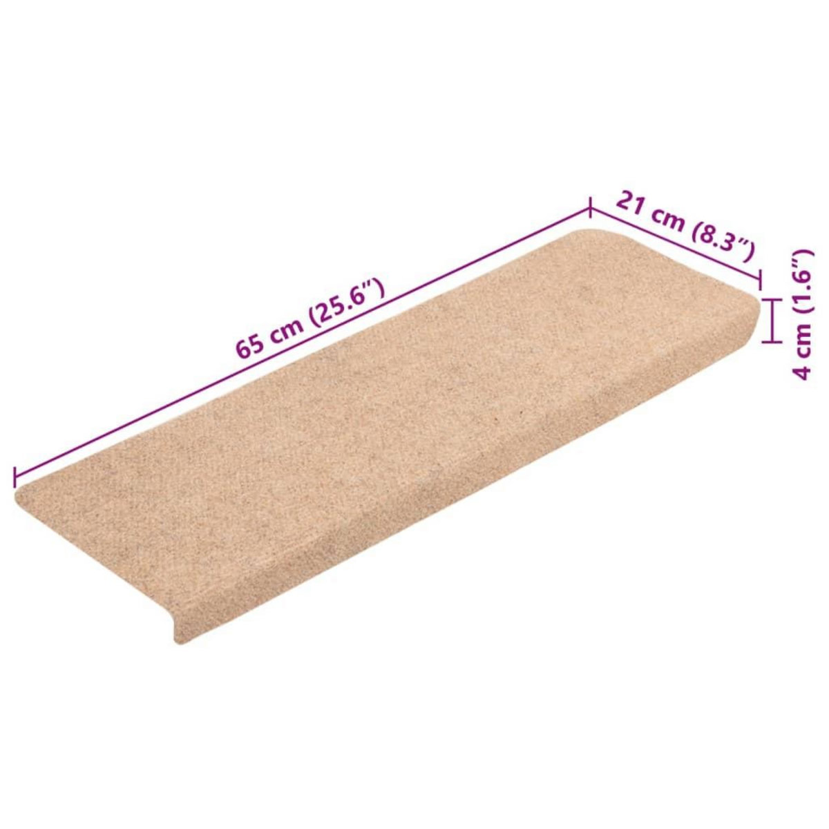 VIDAXL Tapis de marches d'escalier 10 pcs creme 65x21x4 cm aiguillete