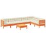 Voir la diapositive 2 : VIDAXL Salon de jardin 8 pcs avec coussins marron cire bois pin massif
